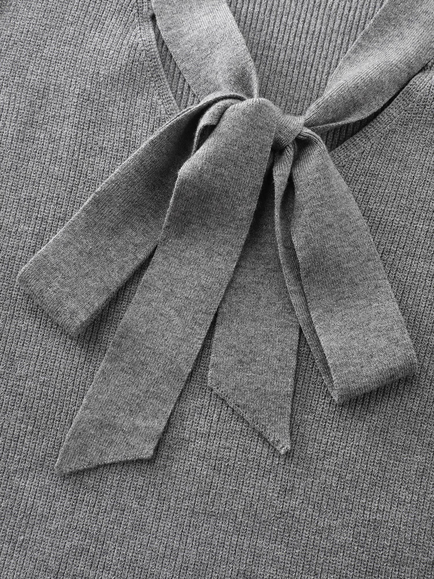 Supersoft Bowknot Neckline Ribbed Cut-Out Pullover - Image 6