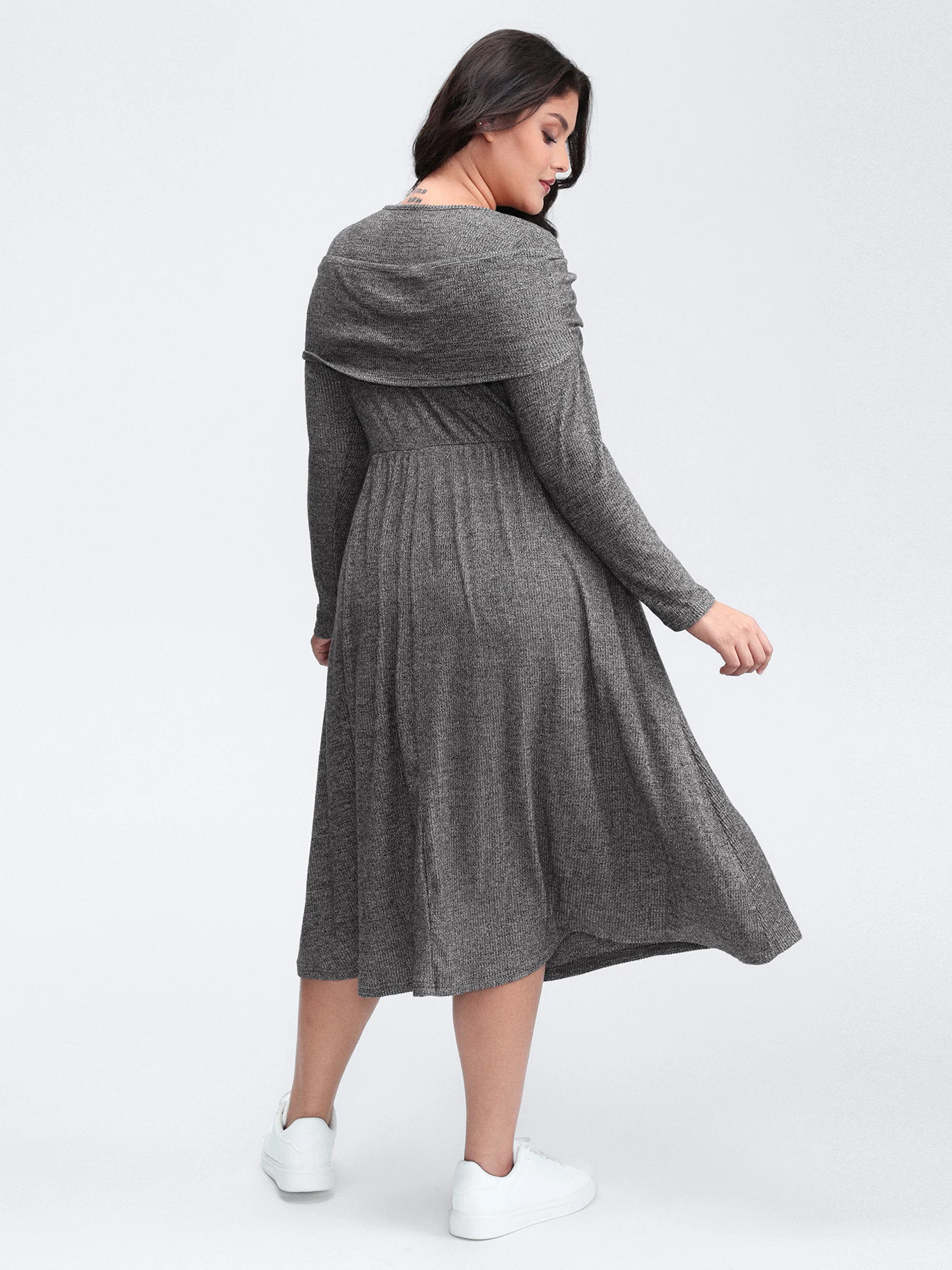 Supersoft Bowknot Stretchy Waist Midi Dress - Image 4