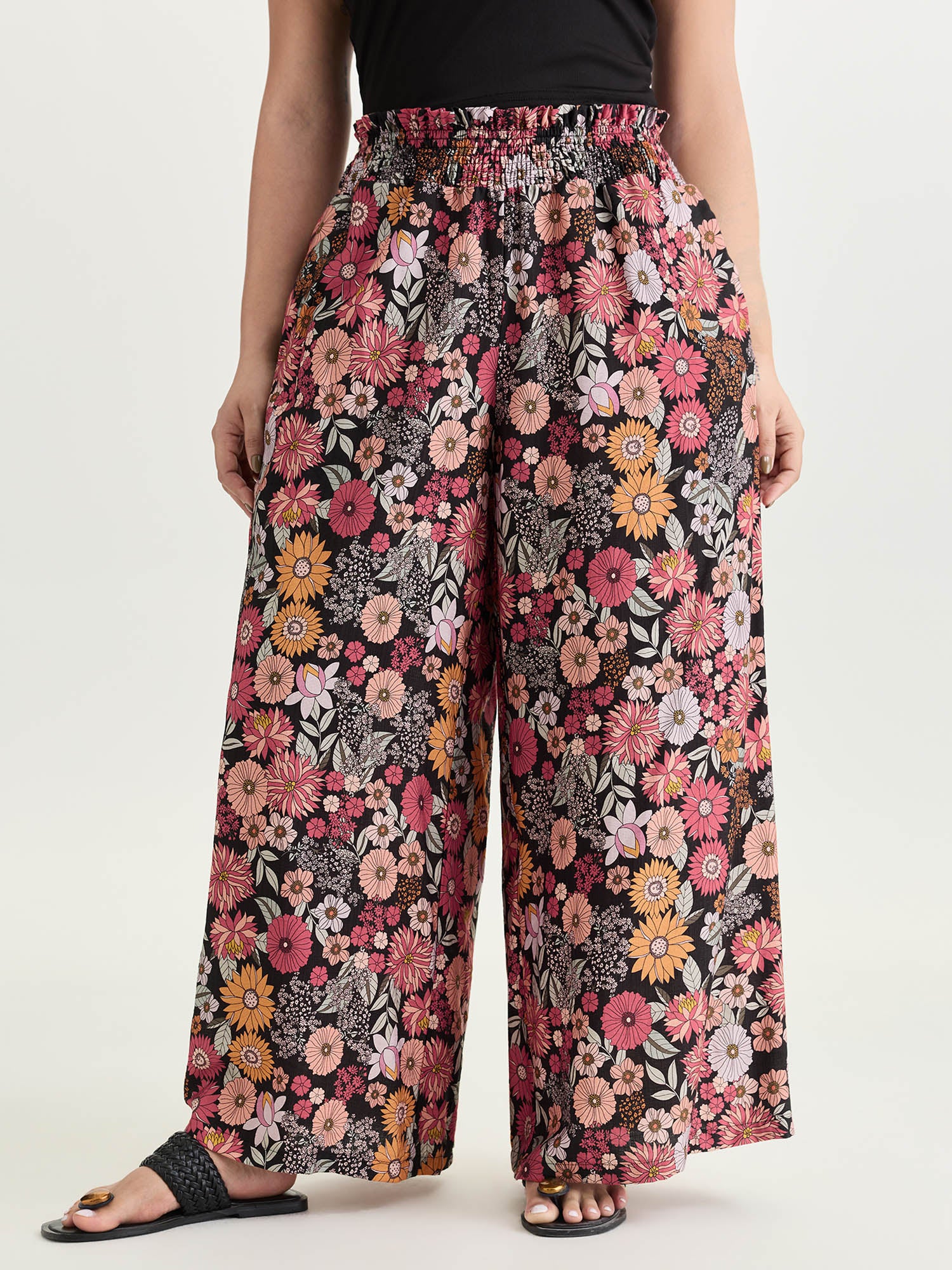 Supersoft Bright Floral Print Wide-Leg Pants - Image 2
