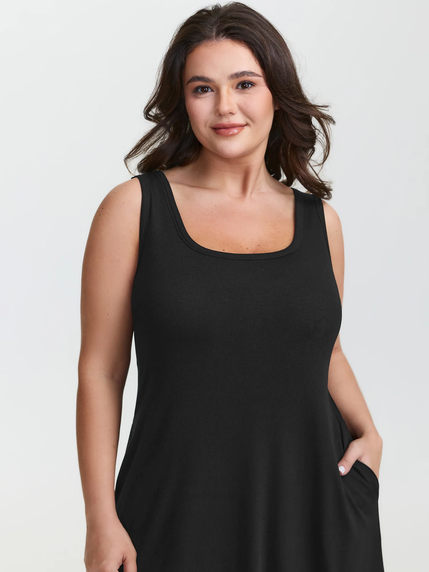 Supersoft Built-in Padded Scoop Neck Midi Dress - Image 2