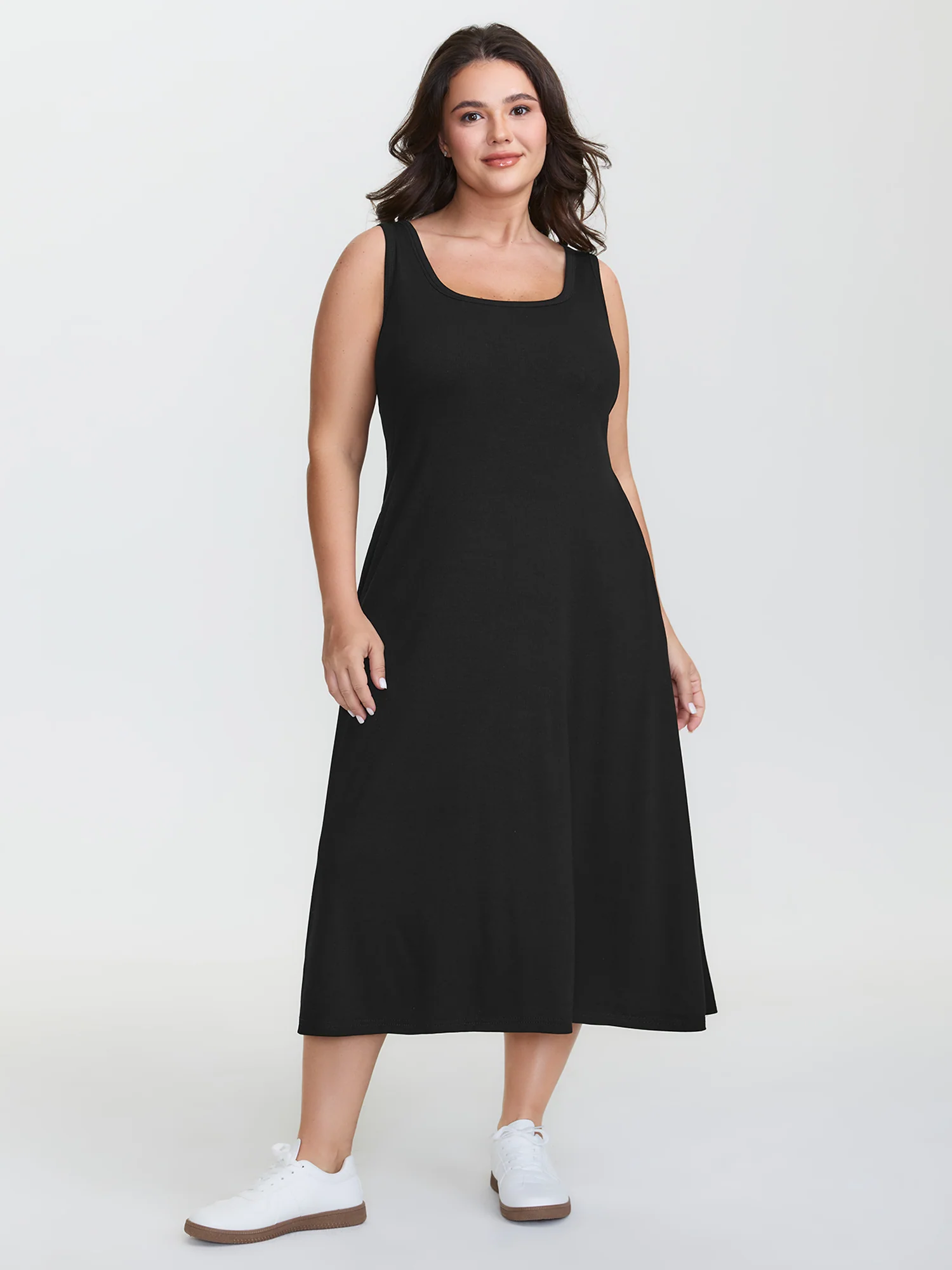 Supersoft Built-in Padded Scoop Neck Midi Dress - Image 3