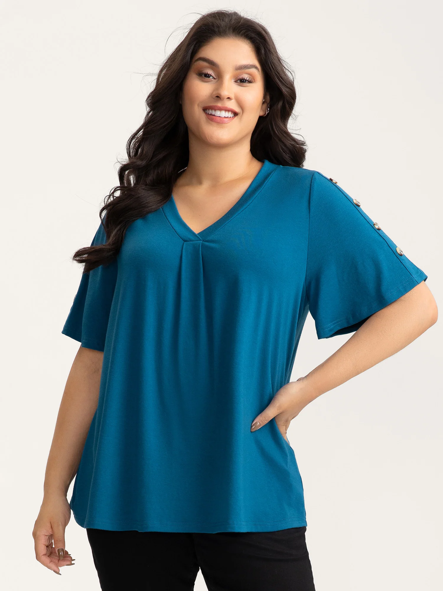 Supersoft Bust-Friendly Pleated T-Shirt - Image 2