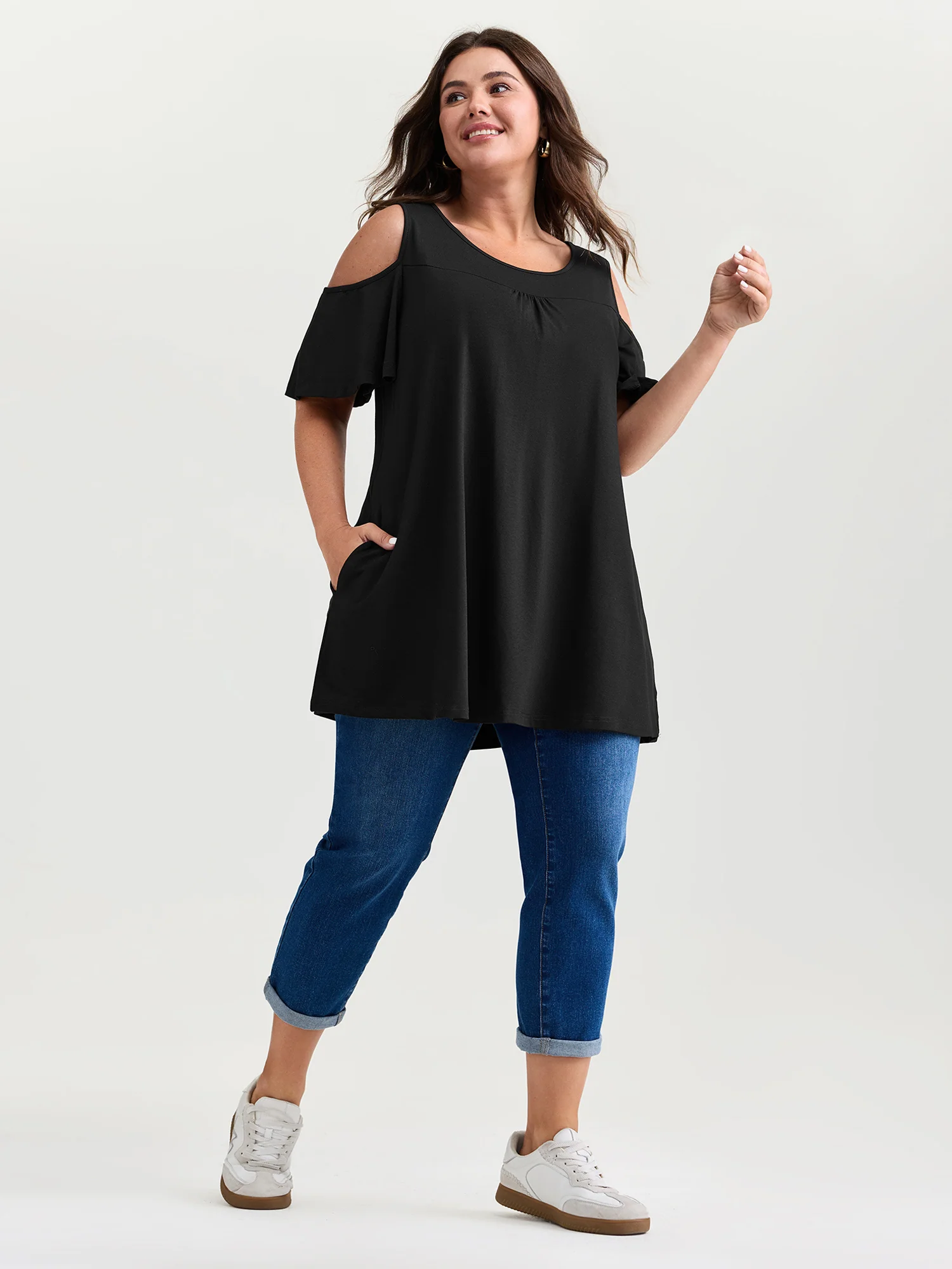 Supersoft Bust-Friendly Shoulder Cut-Out T-Shirt - Image 2