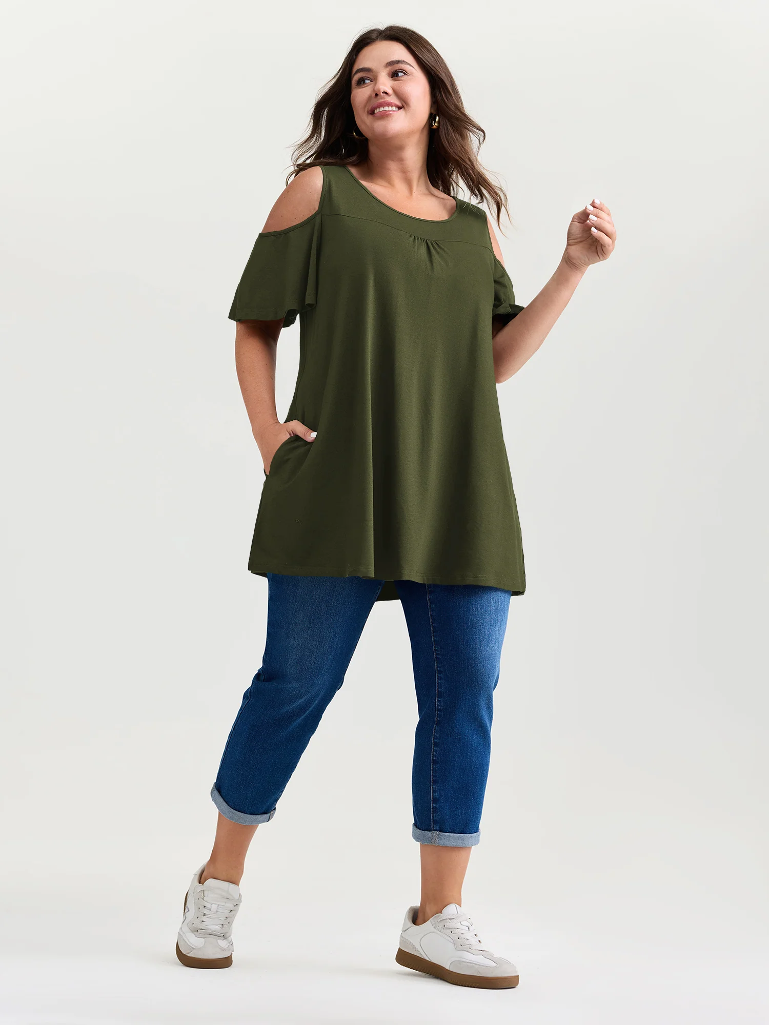 Supersoft Bust-Friendly Shoulder Cut-Out T-Shirt - Image 9