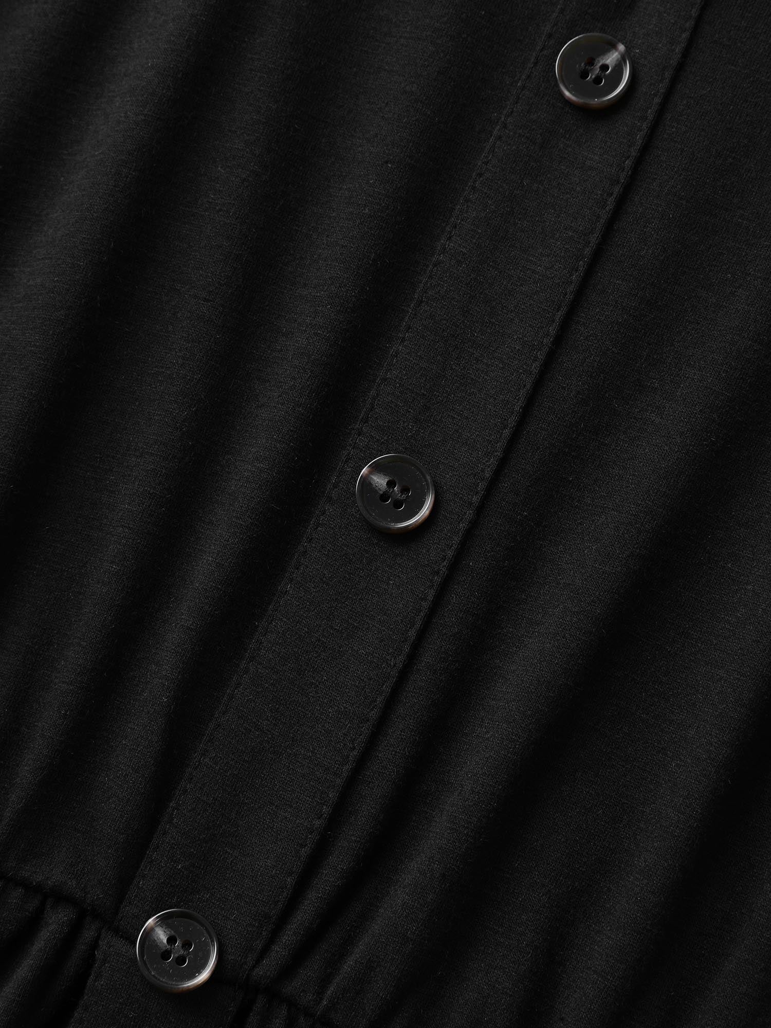 Supersoft Button Detail Deep V-Neck Mini Dress - Image 5