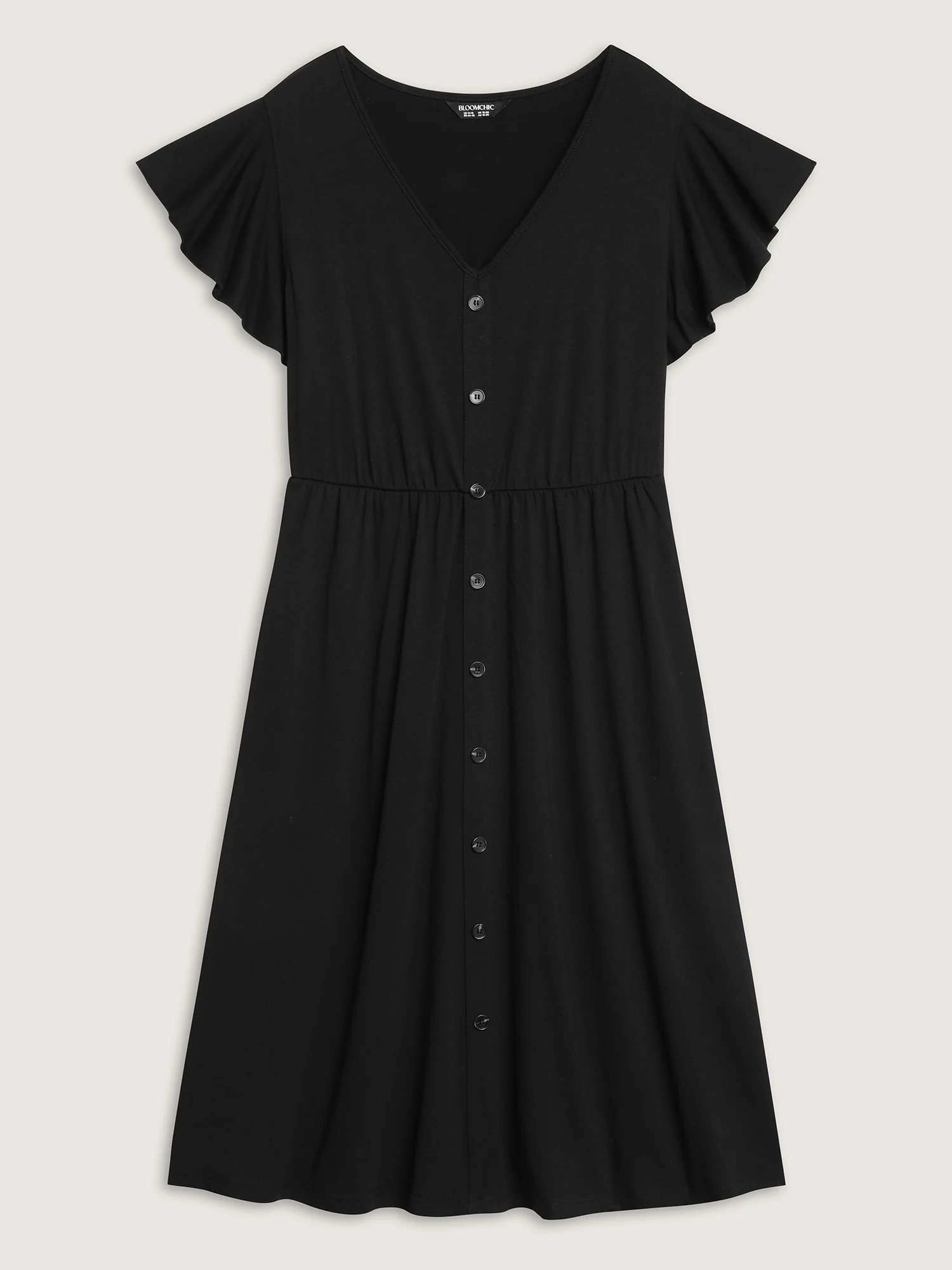 Supersoft Button Detail Deep V-Neck Mini Dress - Image 7
