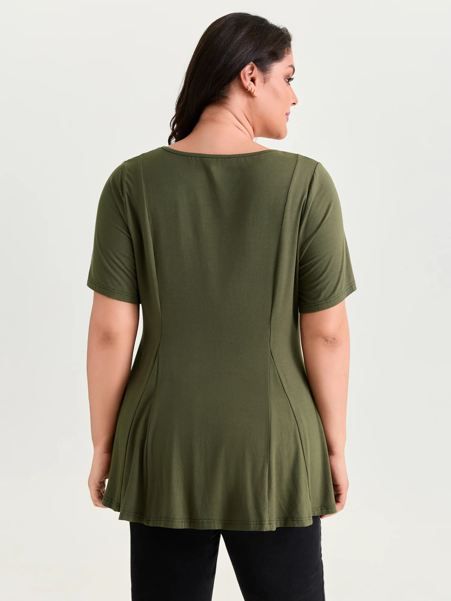 Supersoft Button Detail Fit And Flare T-Shirt - Image 4