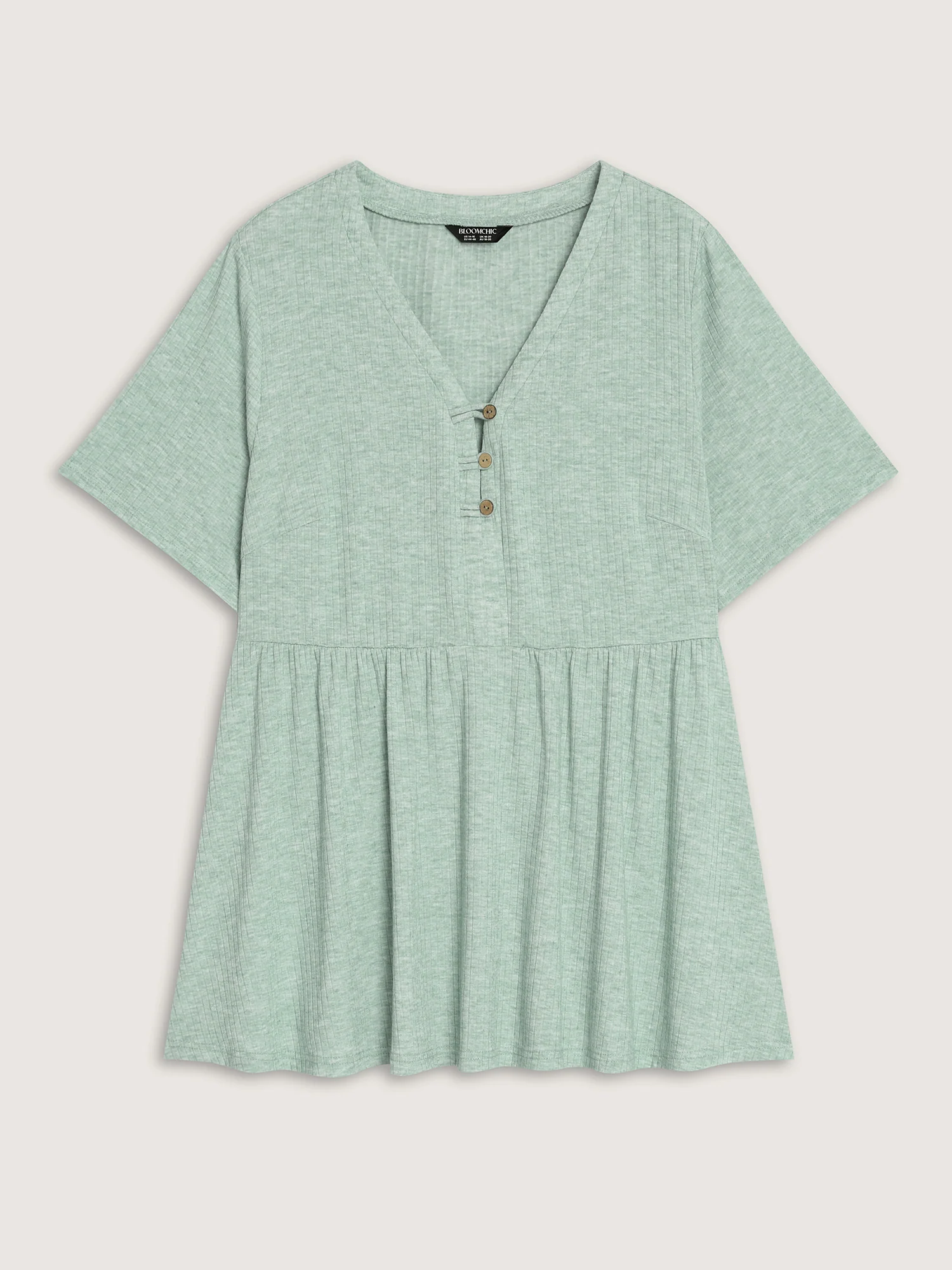 Supersoft Button Detail Plain Knit Top - Image 7