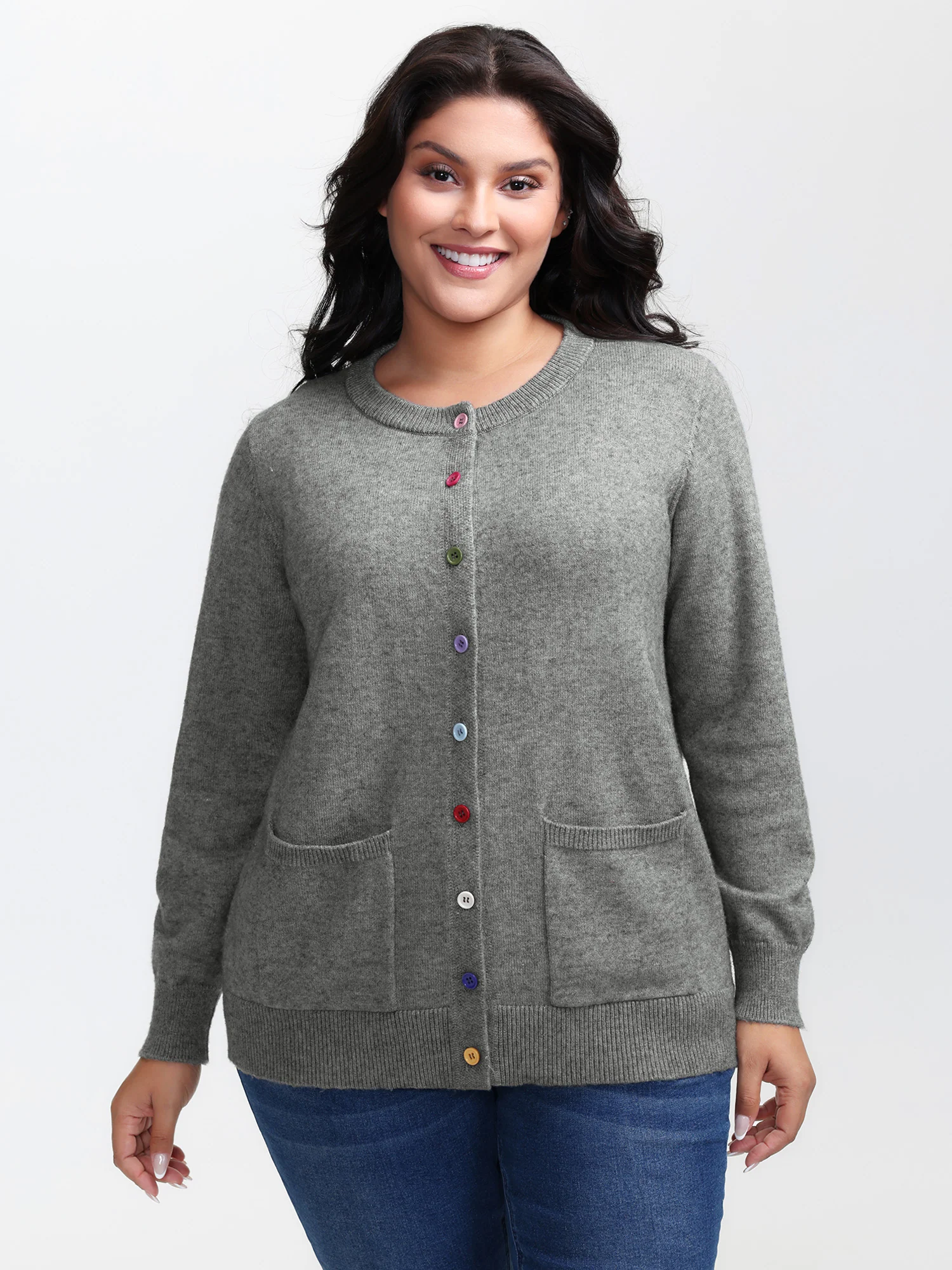 Supersoft Button Detail Ribbed Hem Pullover - Image 2