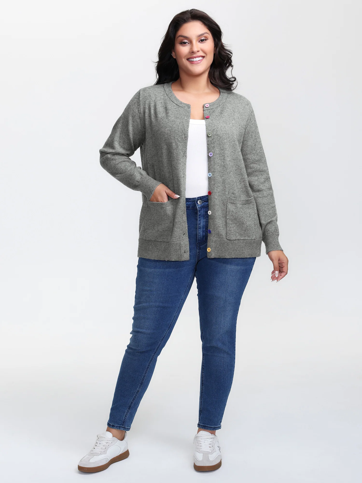 Supersoft Button Detail Ribbed Hem Pullover - Image 3
