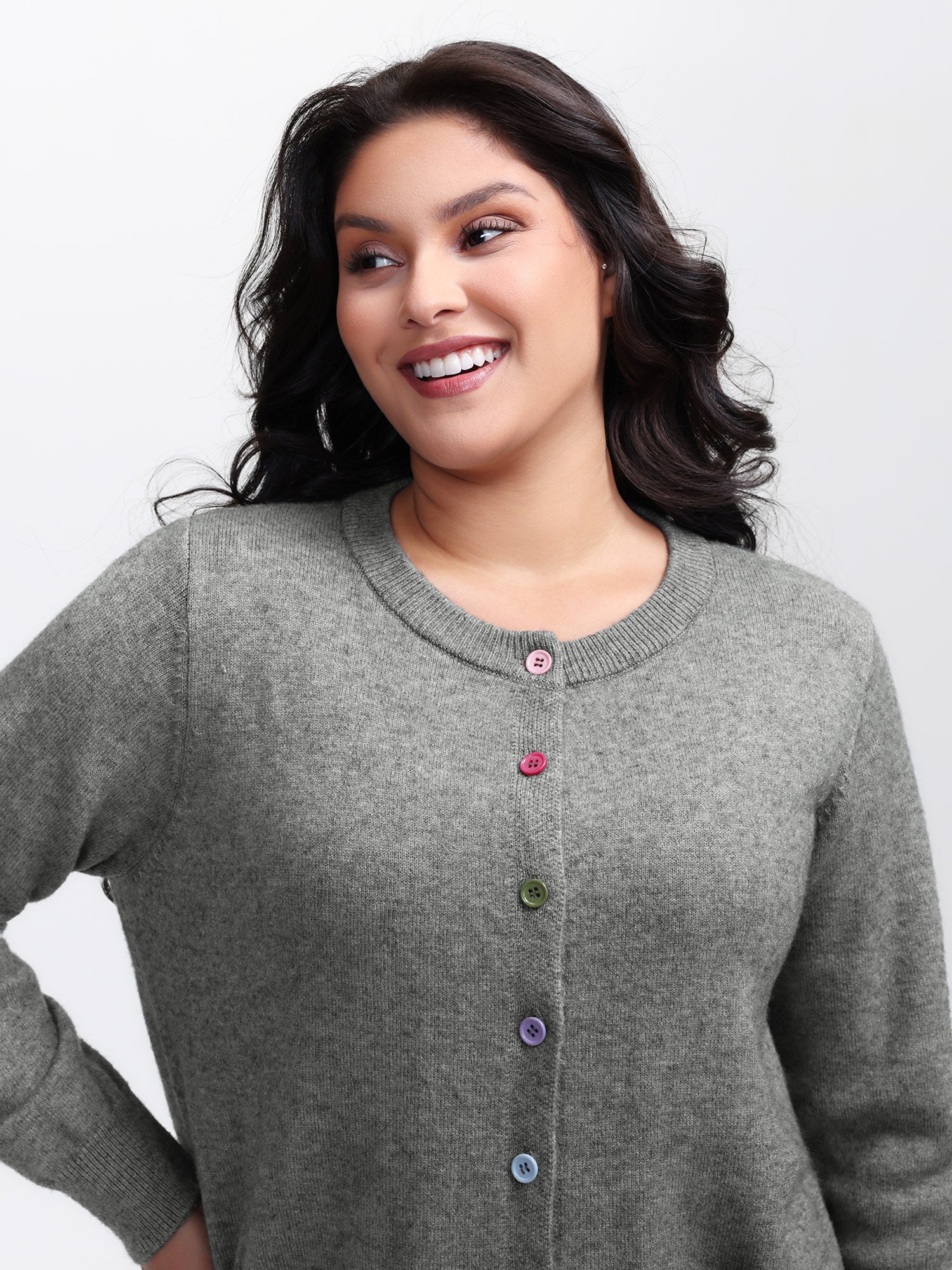 Supersoft Button Detail Ribbed Hem Pullover - Image 4