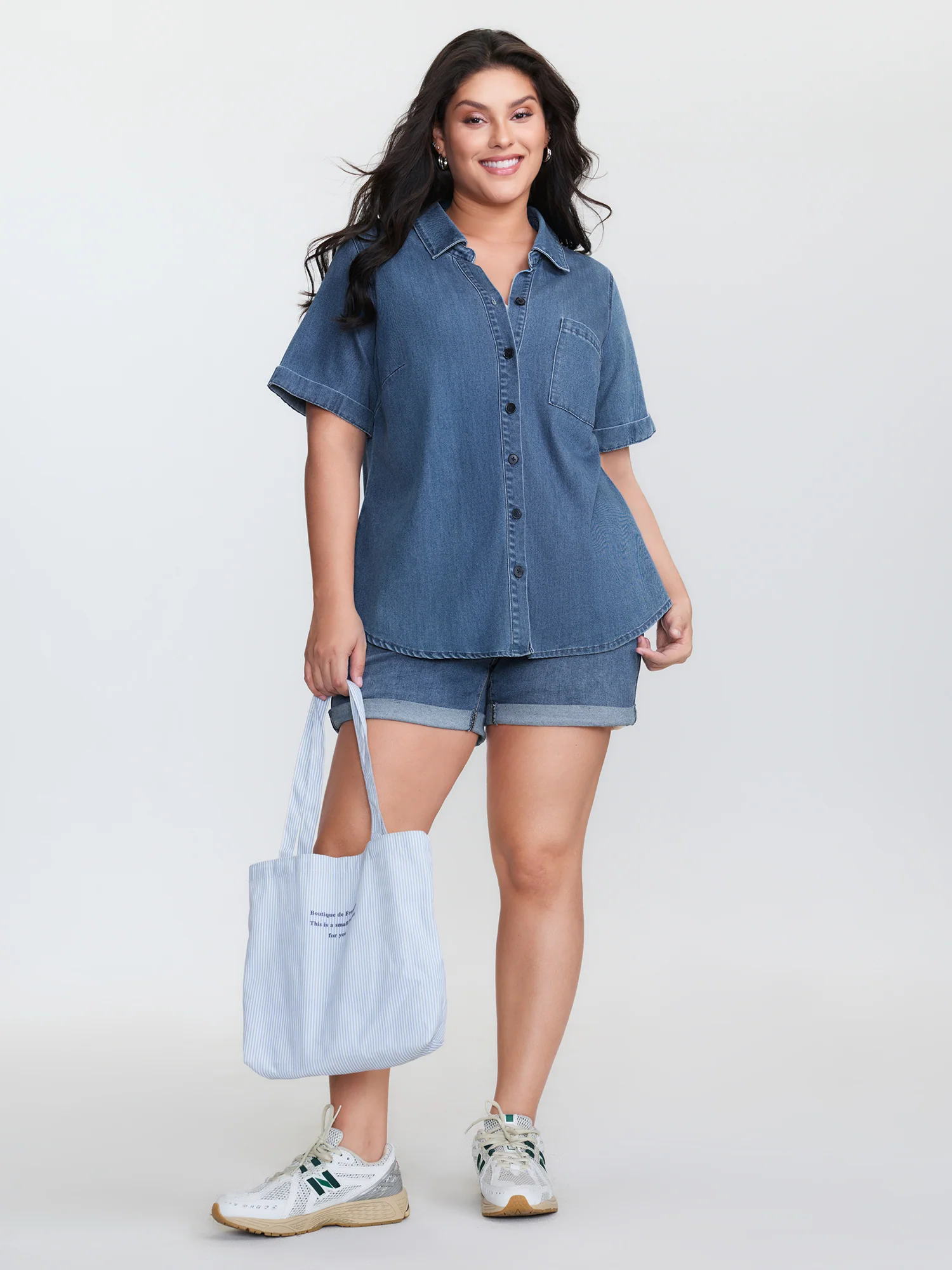 Supersoft Button-Down Denim Top - Image 3