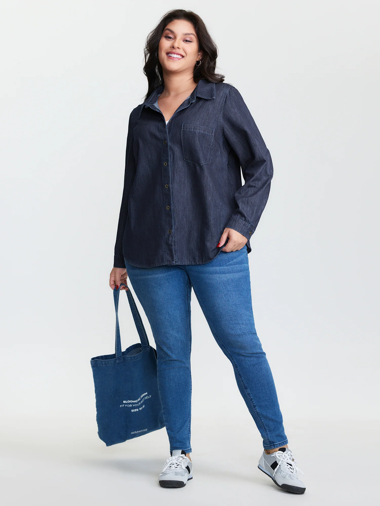 Supersoft Button-Down Denim Top - Image 2