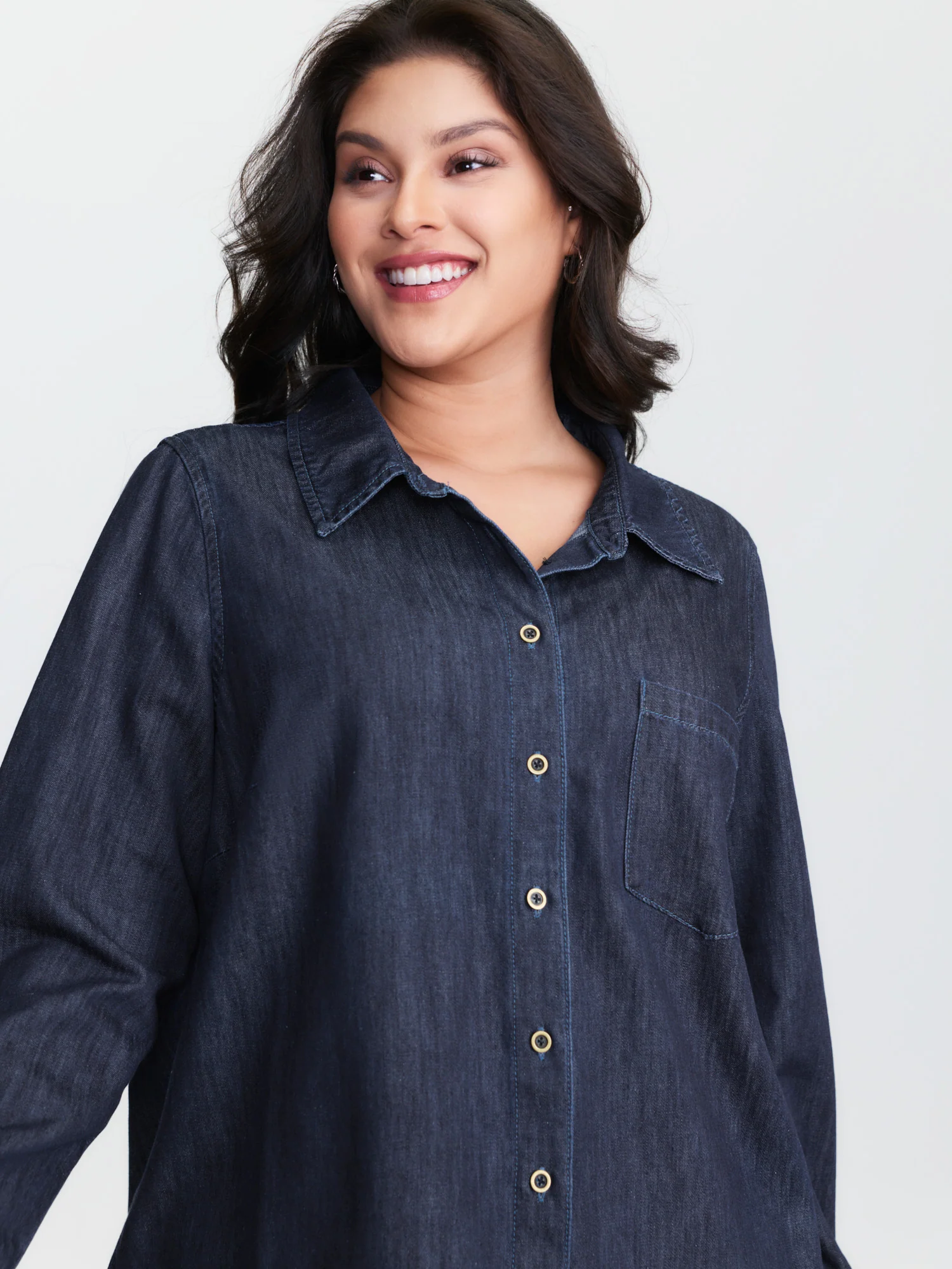Supersoft Button-Down Denim Top - Image 3