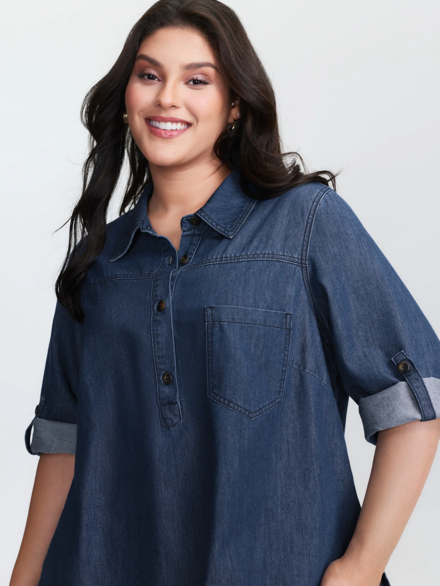 Supersoft Button Down Pockets Denim Jacket - Image 2