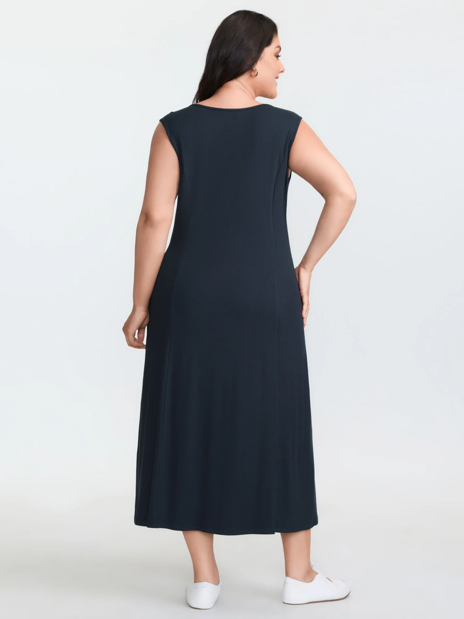 Supersoft Button-Down Sleeveless Midi Dress - Image 4