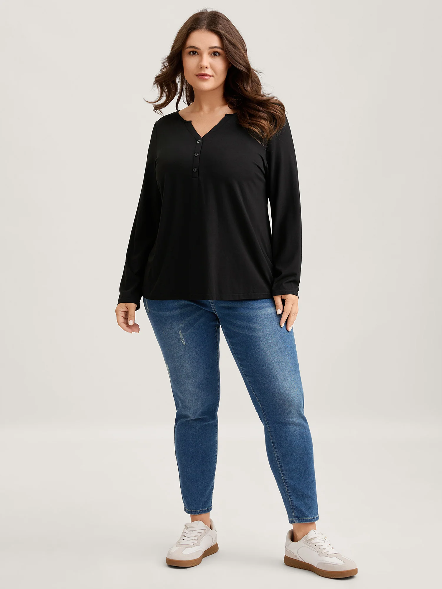 Supersoft Button Placket Solid T-Shirt - Image 3