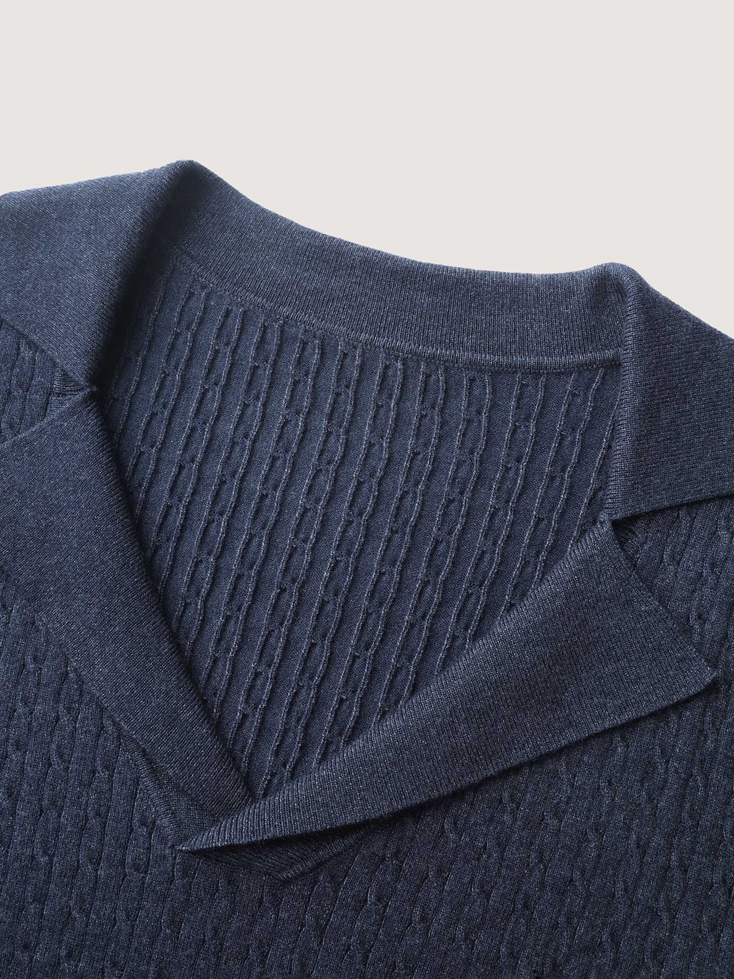 Supersoft Cable Knit Blazer Collar Fitted Pullover - Image 7