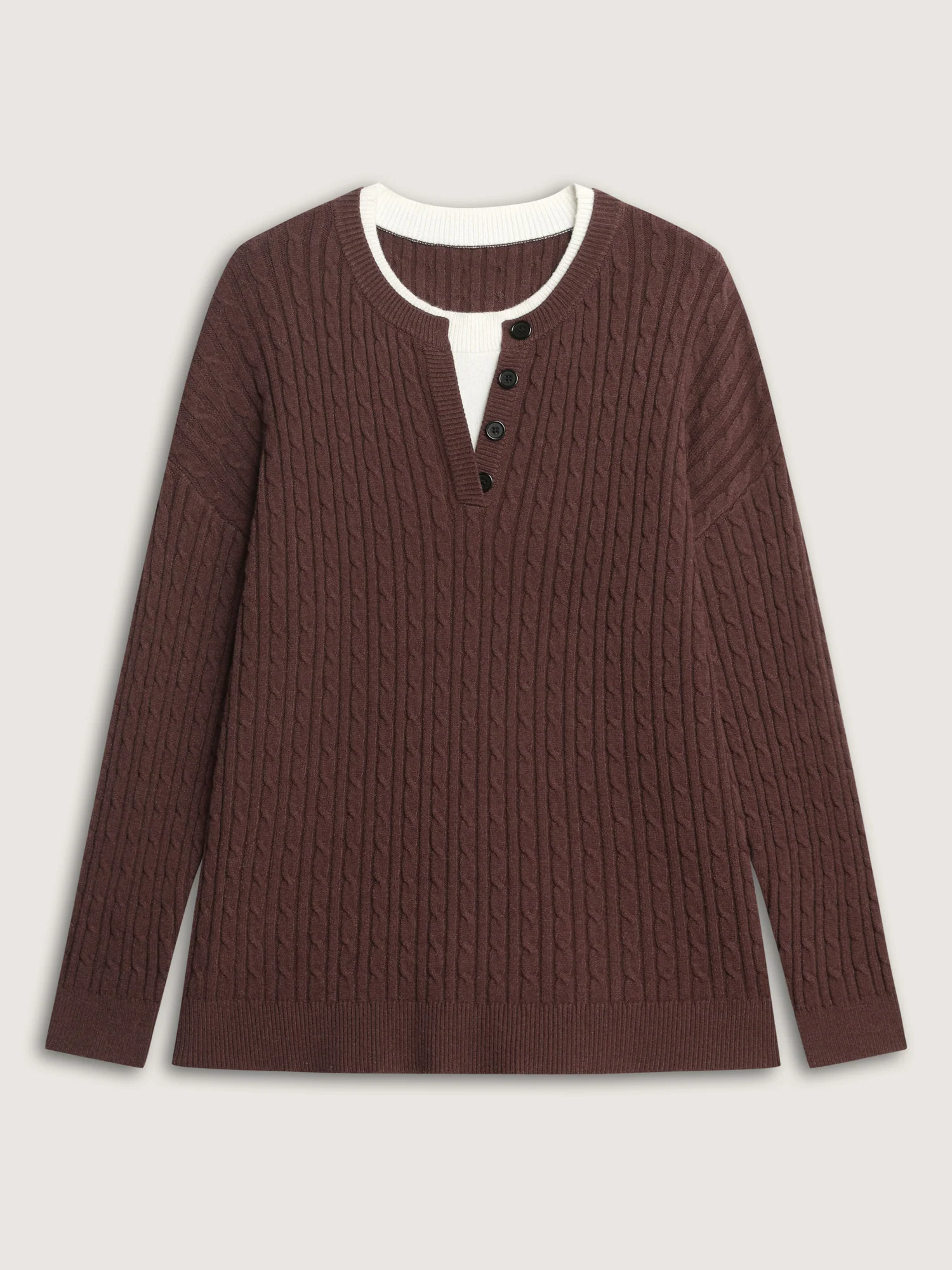 Supersoft Cable Knit Henley Pullover - Image 5