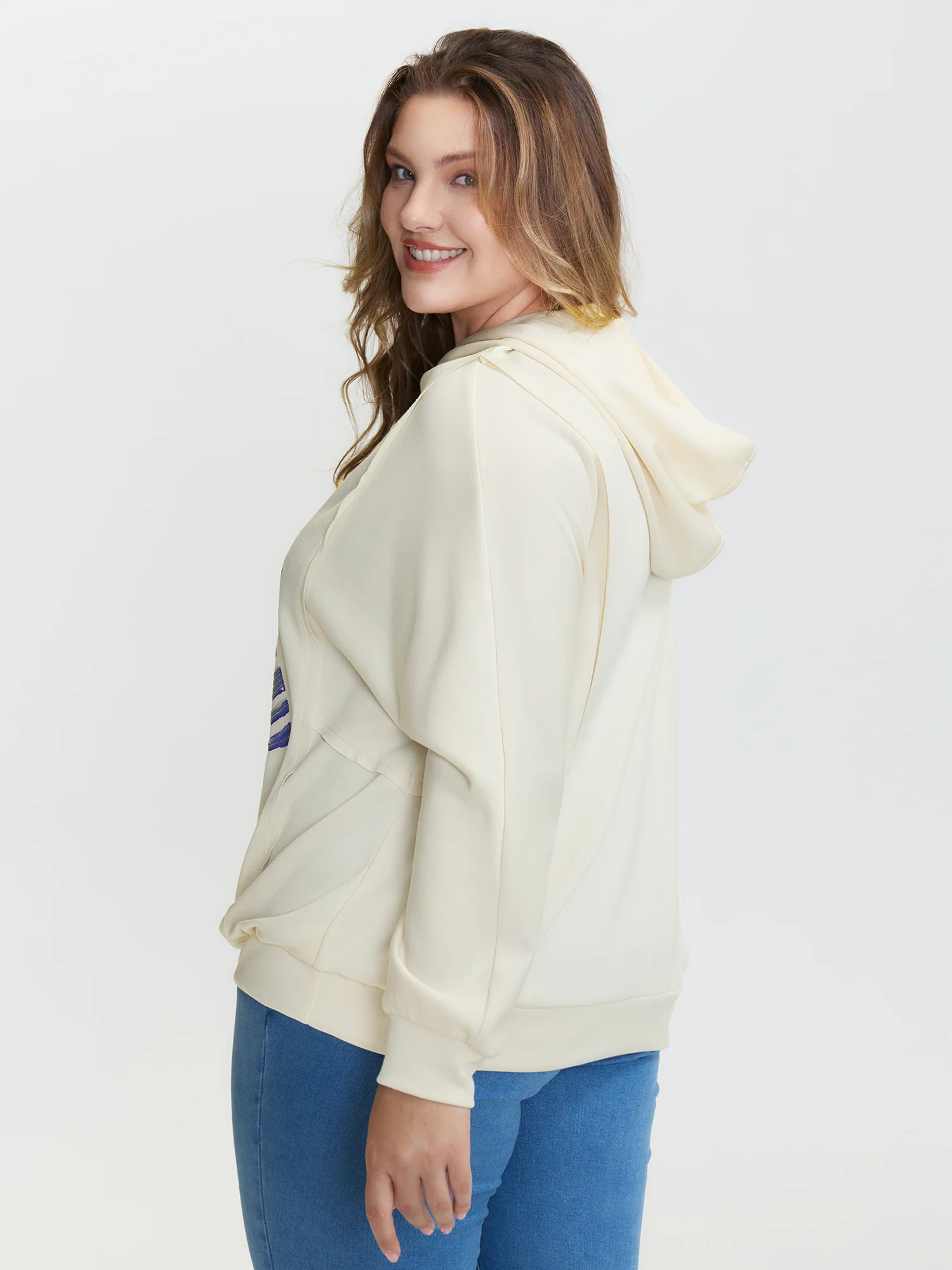 Supersoft Cat Embroidered Sequin Hoodie - Image 5