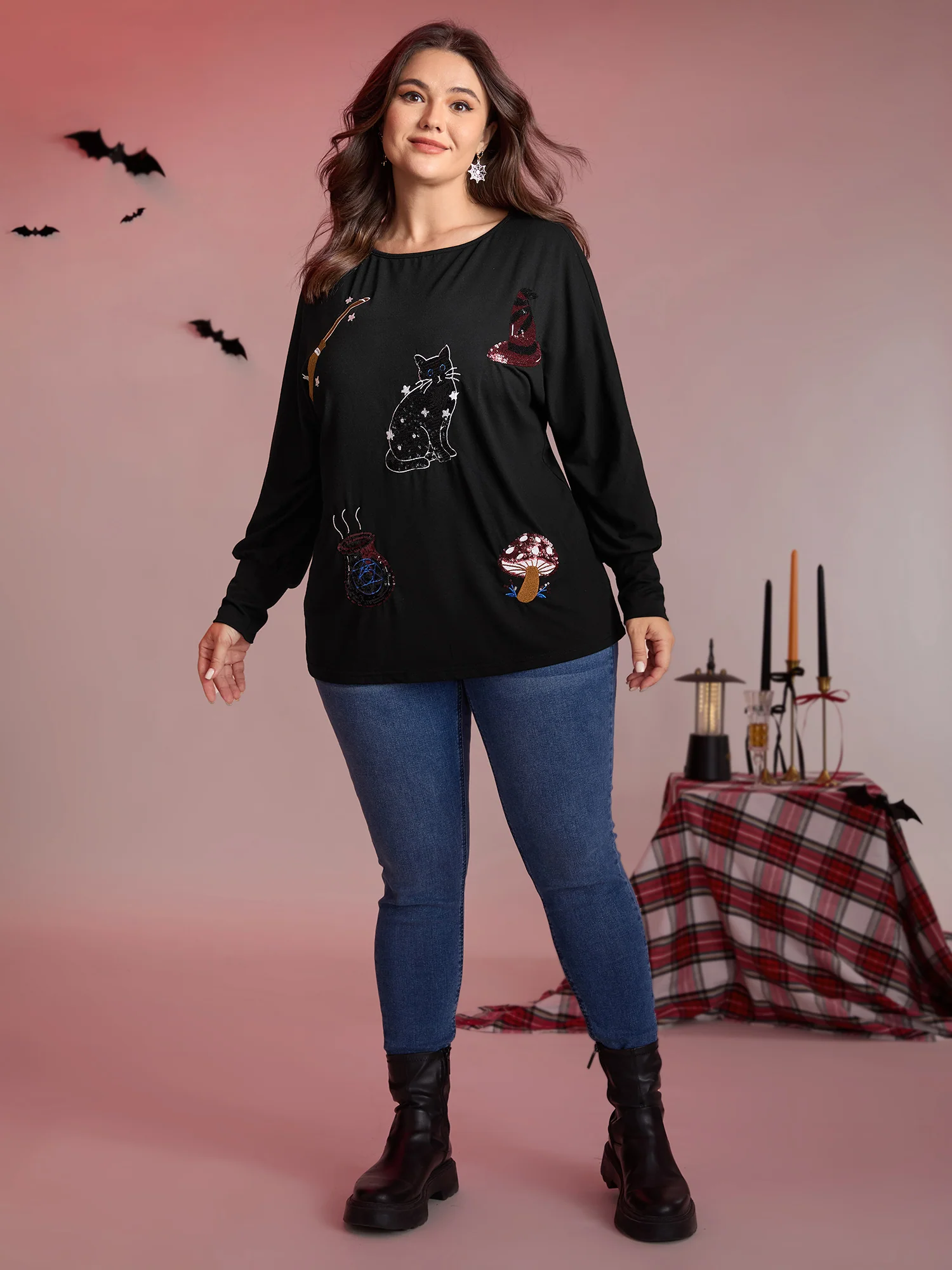 Supersoft Cat Sequin Embroidered T-Shirt - Image 3