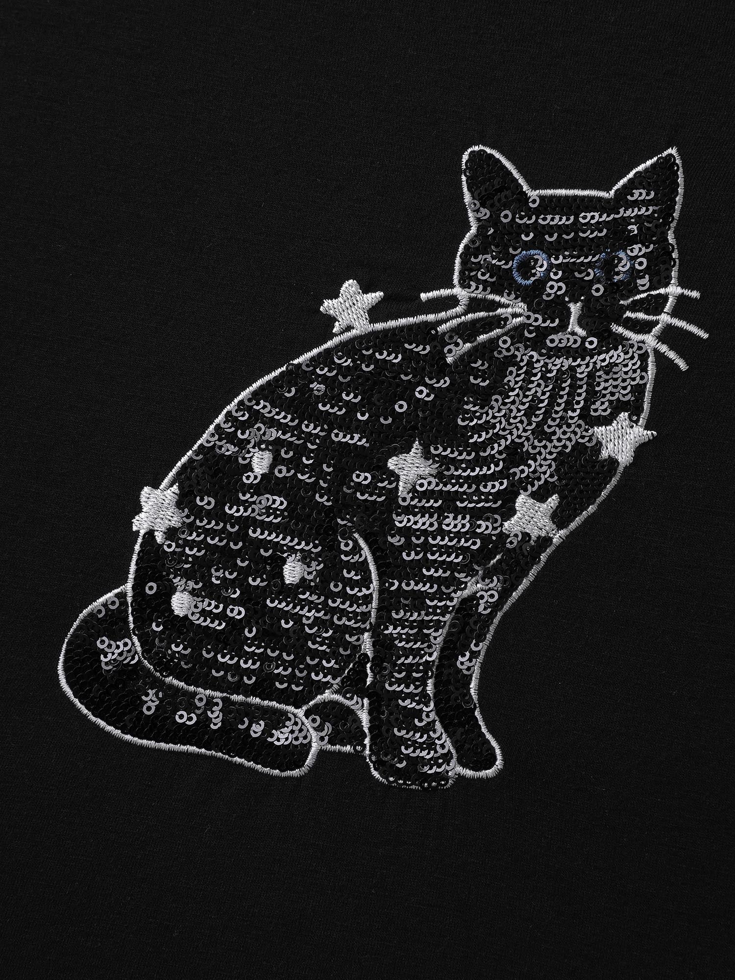 Supersoft Cat Sequin Embroidered T-Shirt - Image 5