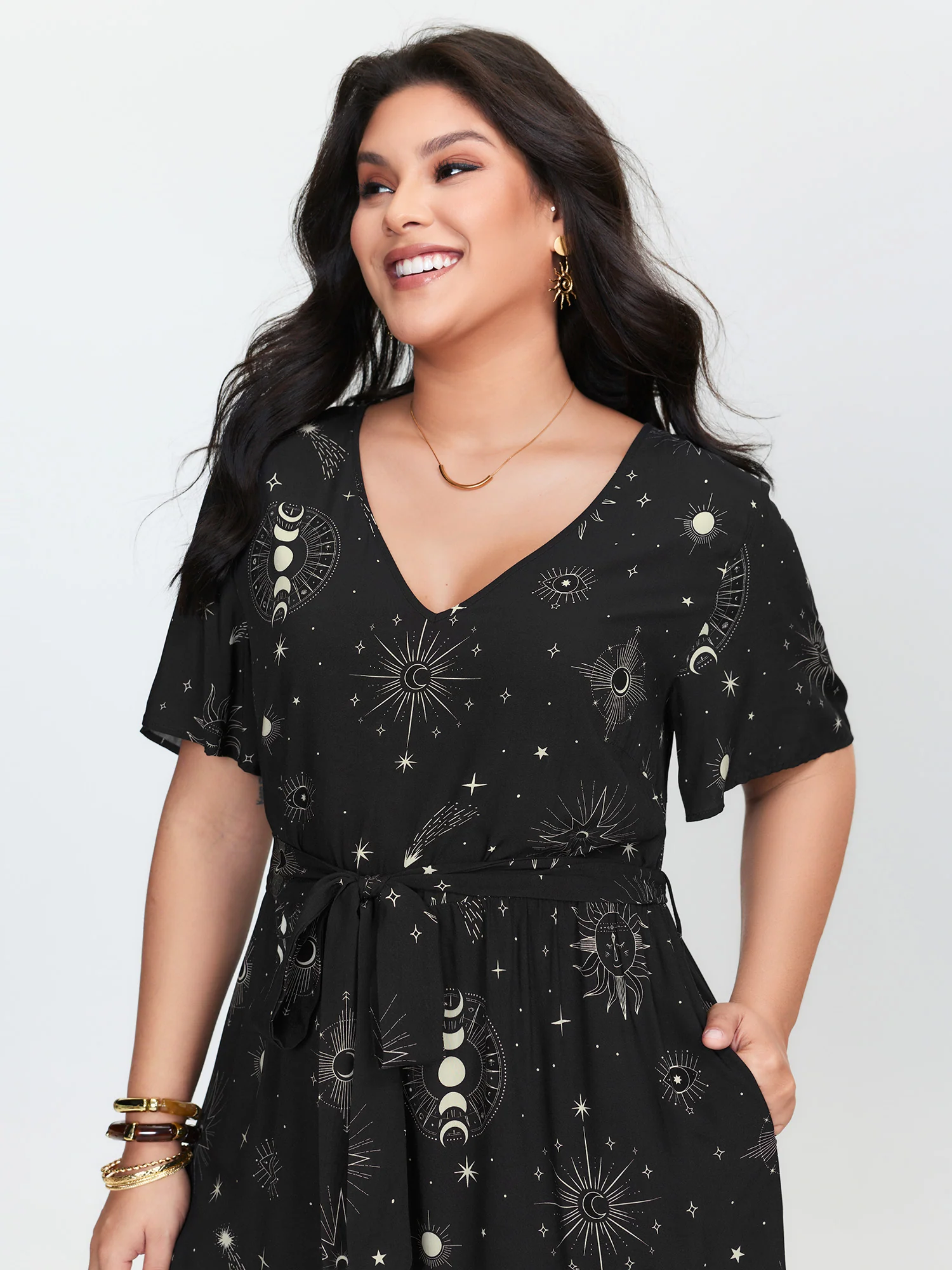 Supersoft Celestial Print Waist-Tie Jumpsuit - Image 2
