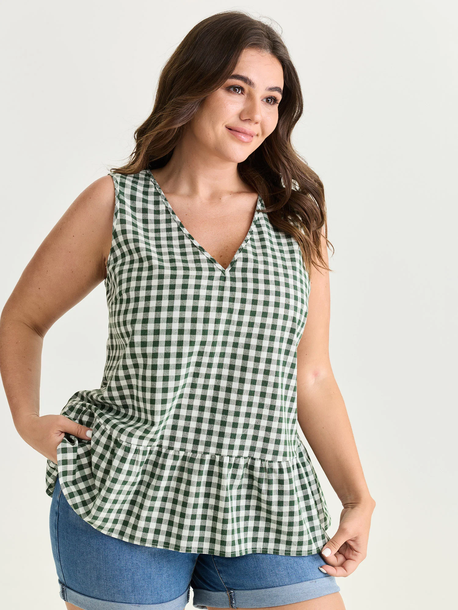 Supersoft Check Print Open Back Blouse - Image 2
