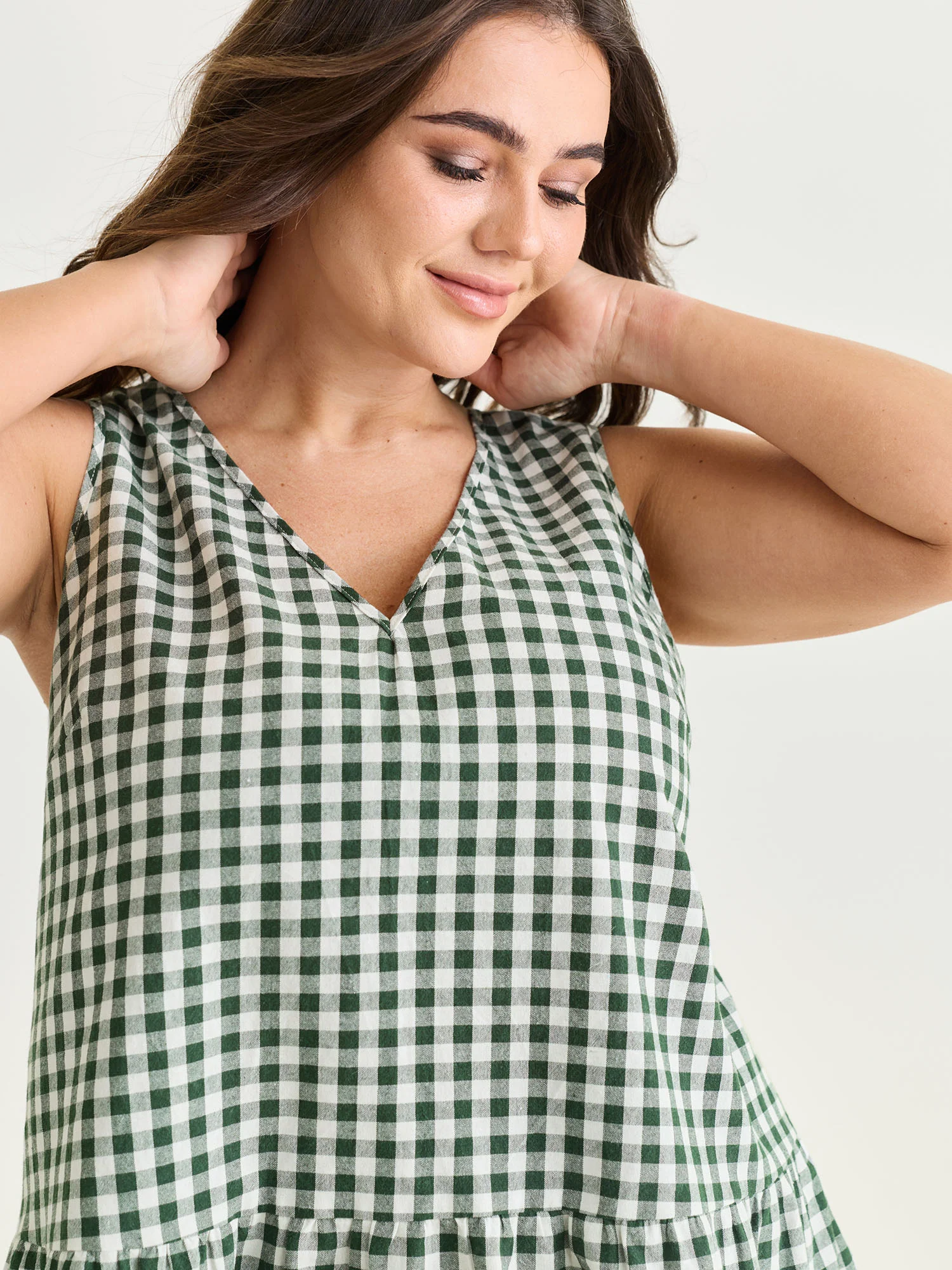 Supersoft Check Print Open Back Blouse - Image 4