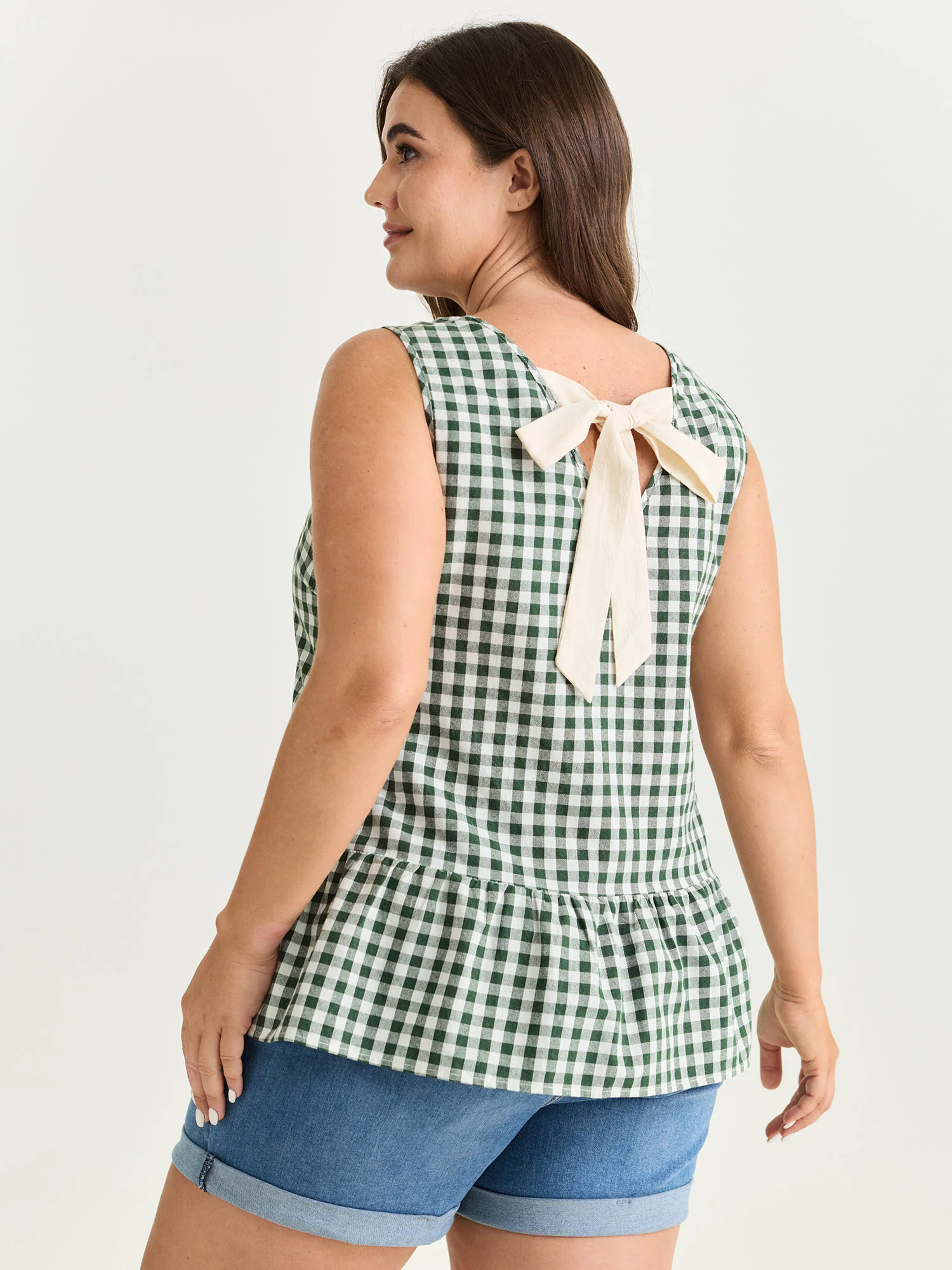 Supersoft Check Print Open Back Blouse - Image 5