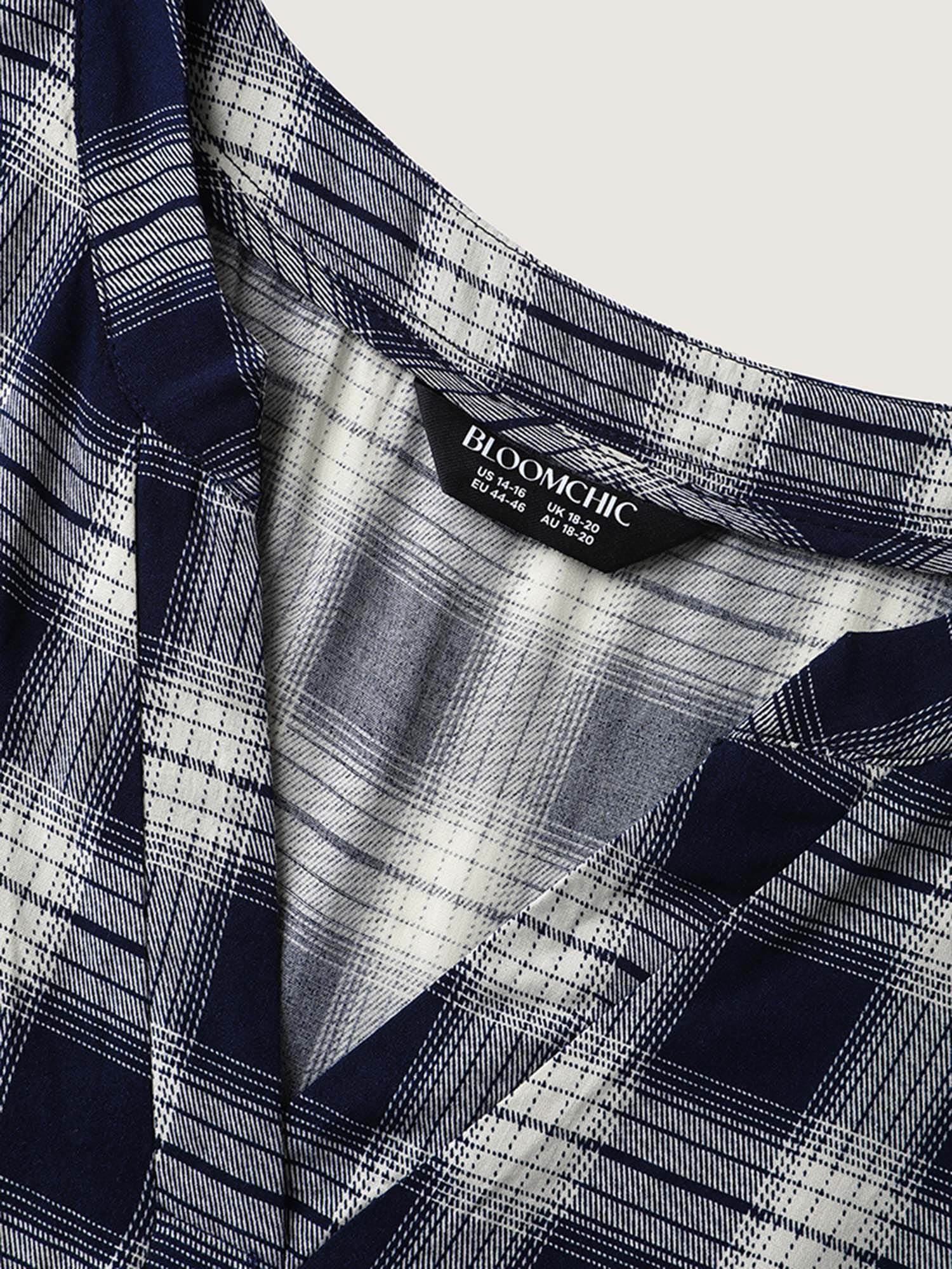 Supersoft Checkered Print Cuffed Sleeve Blouse - Image 6
