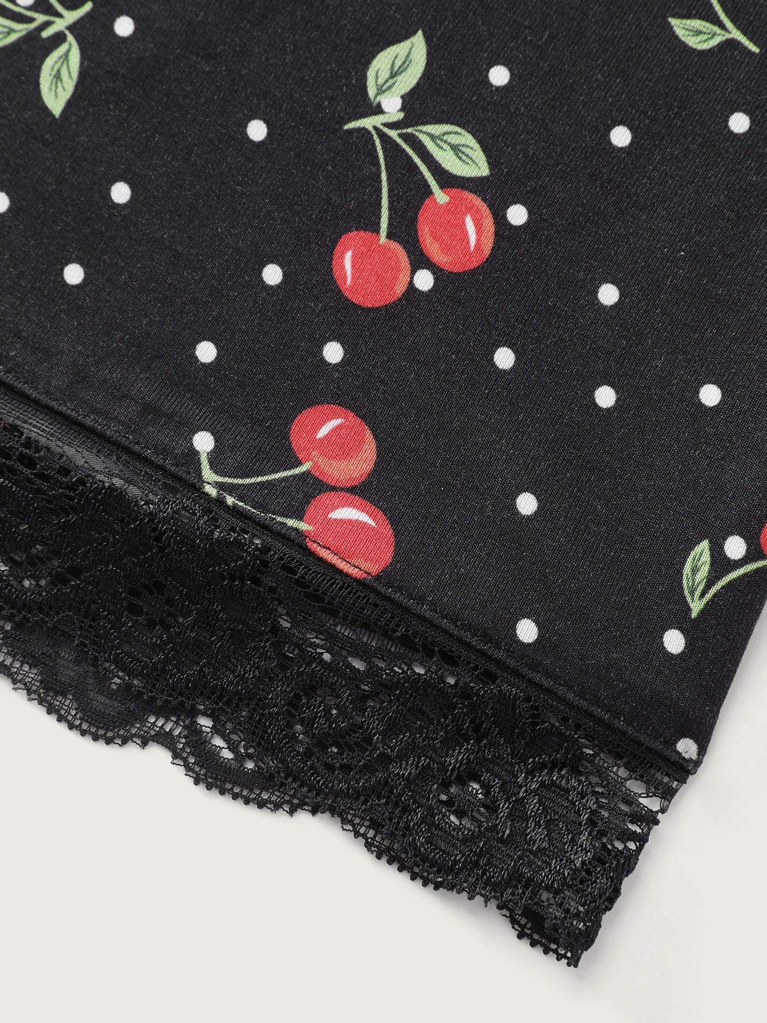 Supersoft Cherry Print Lace Trim Pockets Lounge Set - Image 11