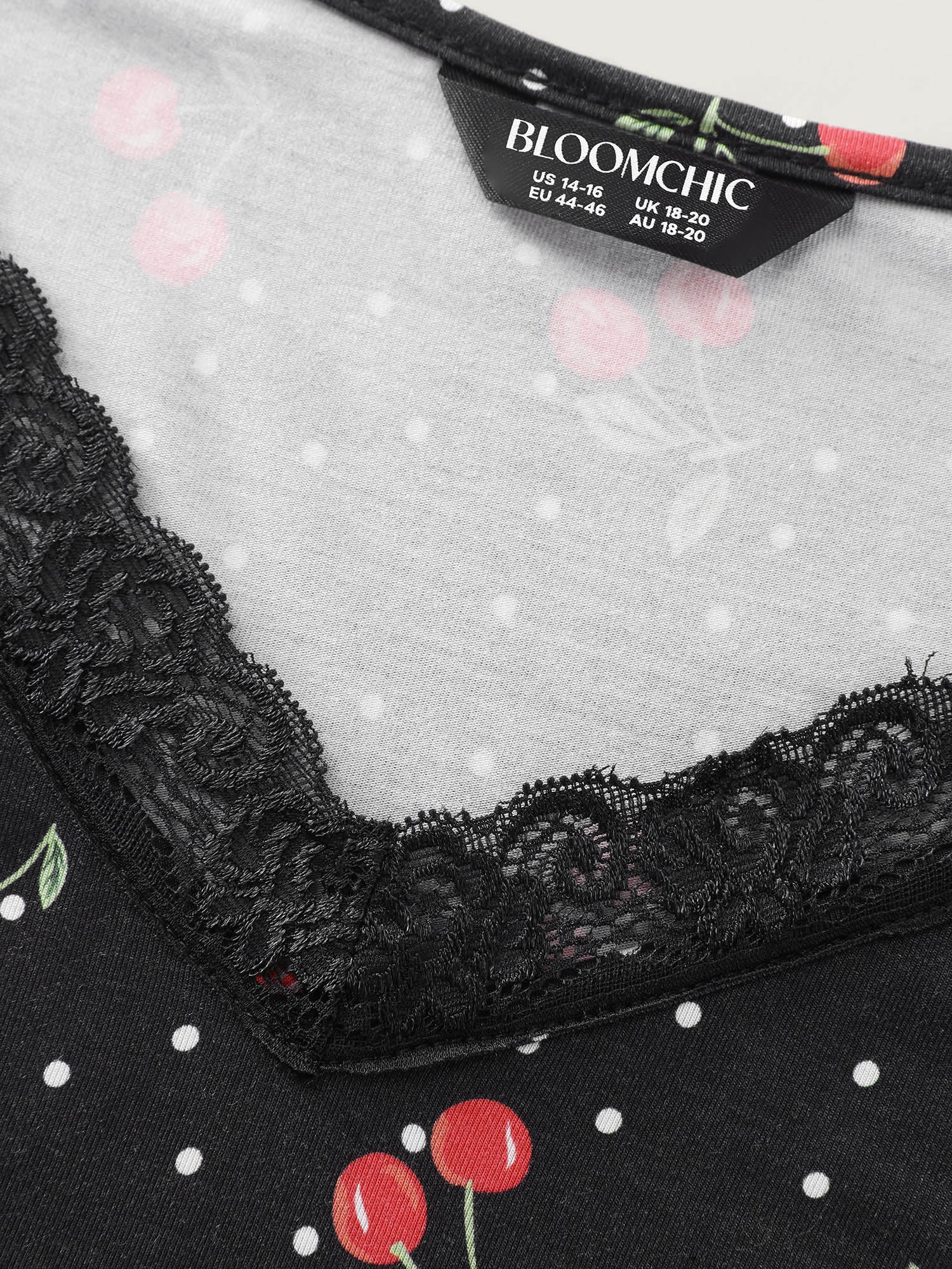 Supersoft Cherry Print Lace Trim Pockets Lounge Set - Image 12