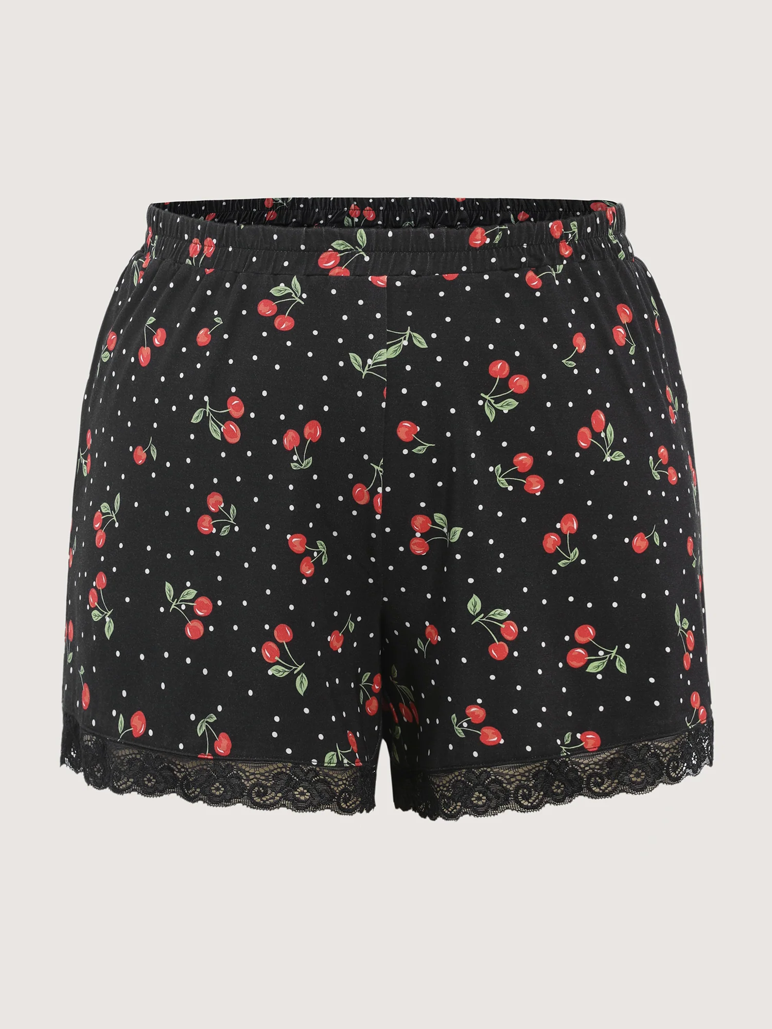 Supersoft Cherry Print Lace Trim Pockets Lounge Set - Image 8