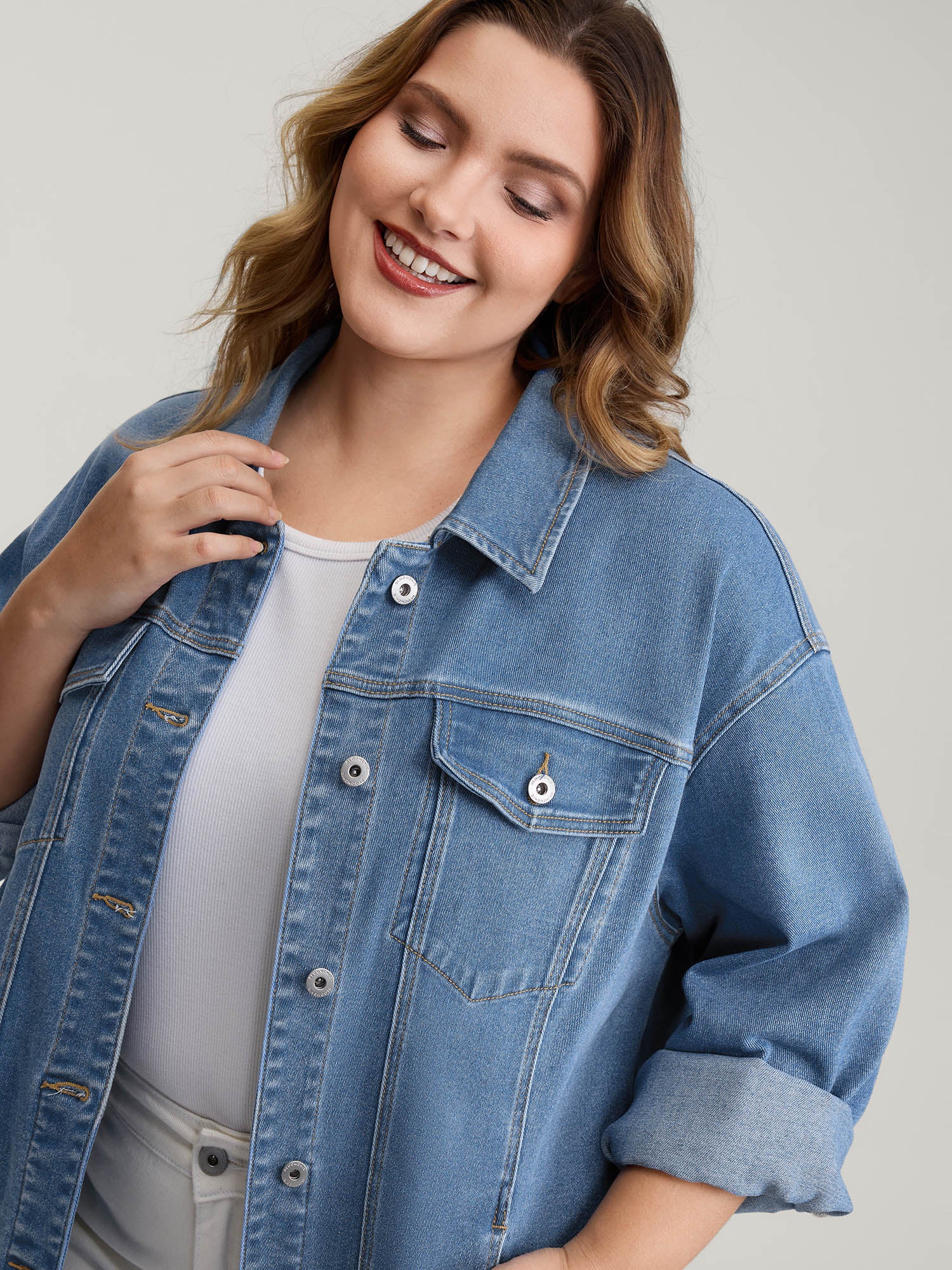 Supersoft Chest Flaps Button-Down Denim Jacket - Image 2