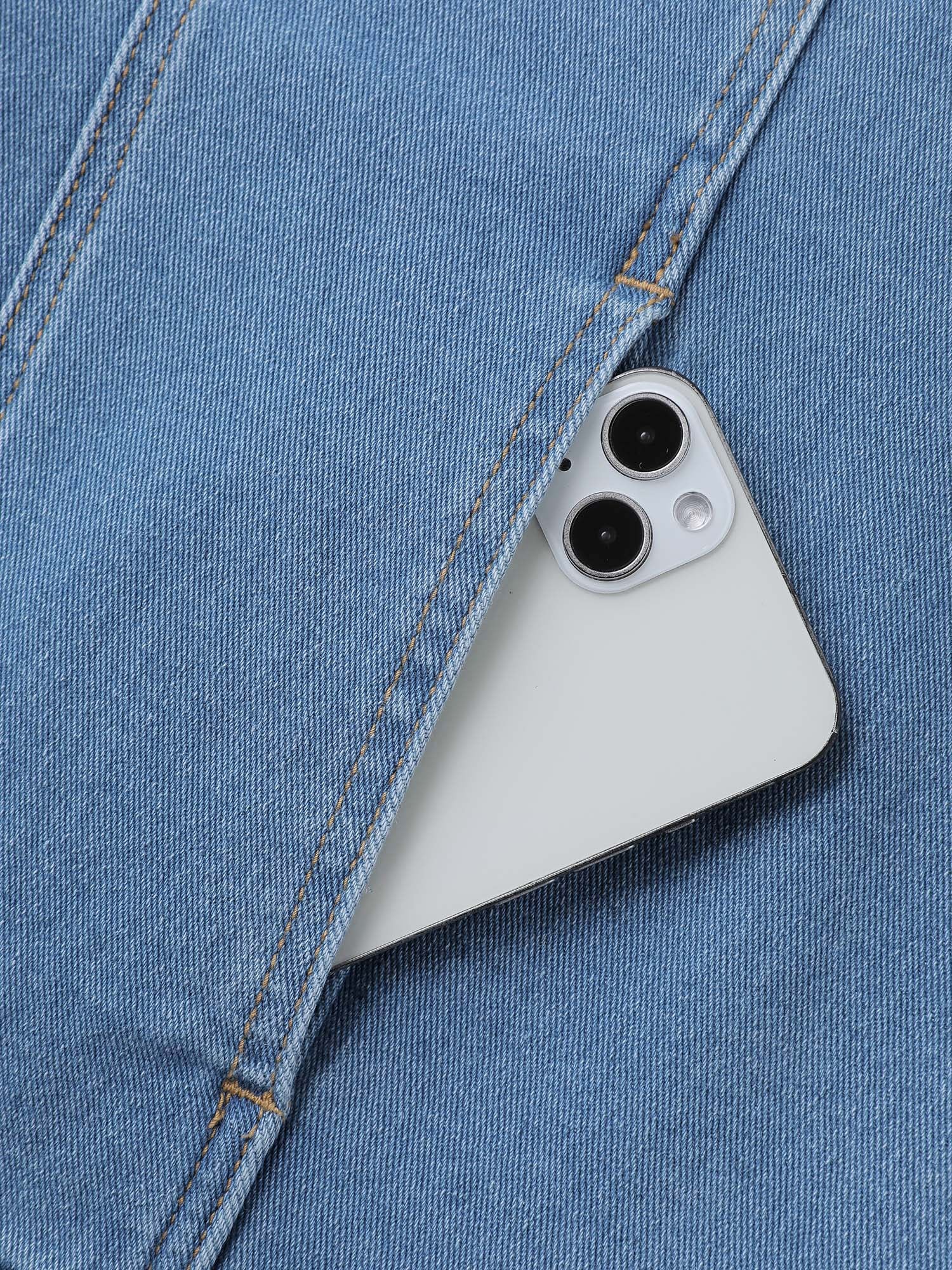 Supersoft Chest Flaps Button-Down Denim Jacket - Image 6