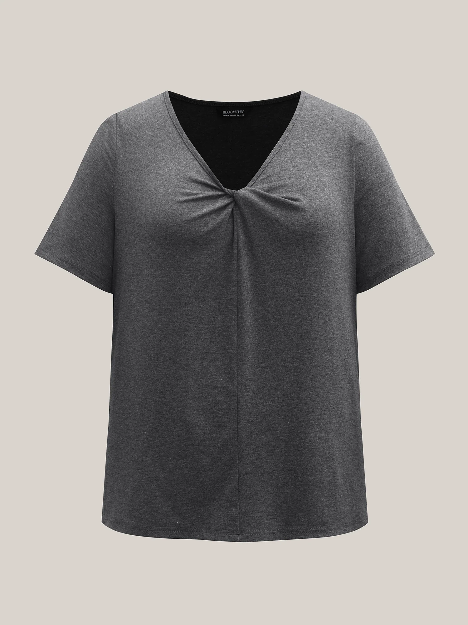 Supersoft Cinched Neck Plain T-Shirt - Image 6