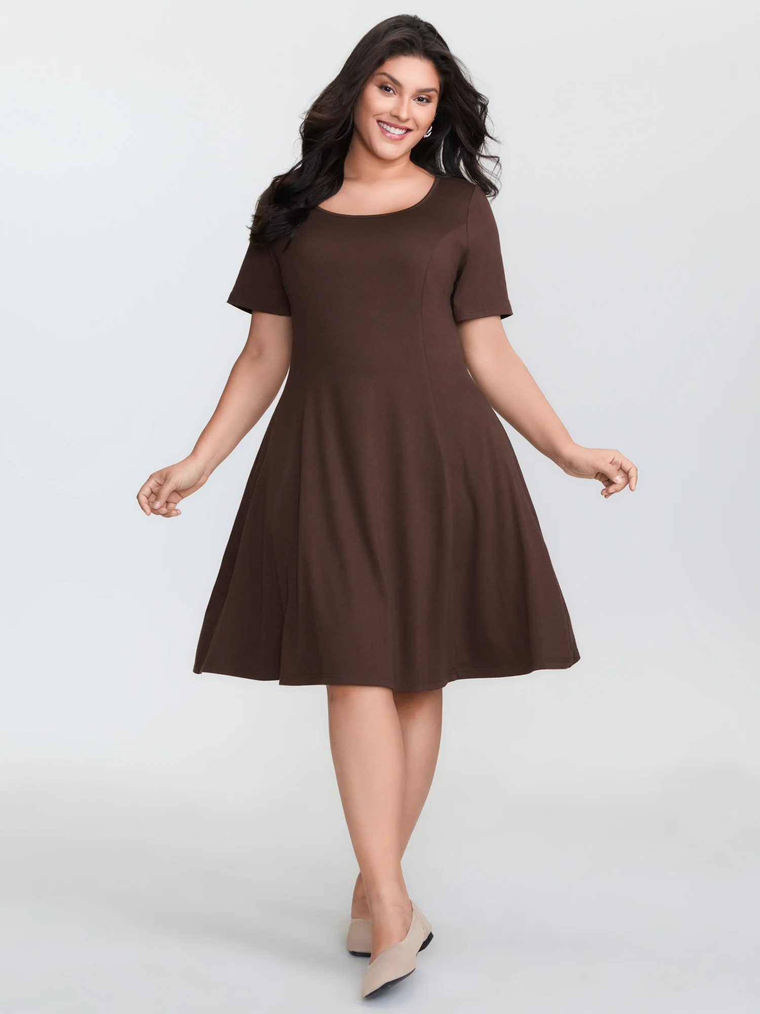 Supersoft Cinched-Waist Plain Mini Dress - Image 3