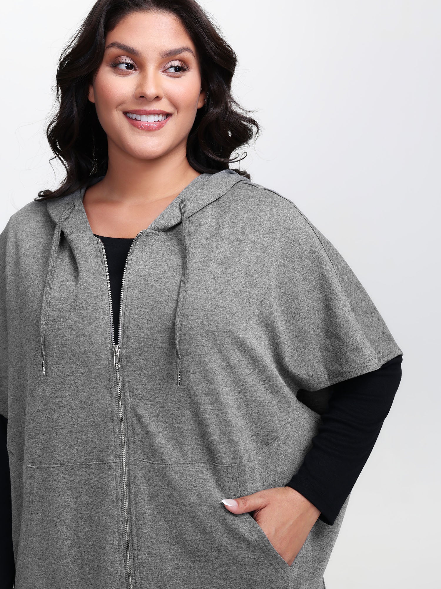 Supersoft Cloak Style Zipper Hooded Jacket - Image 5