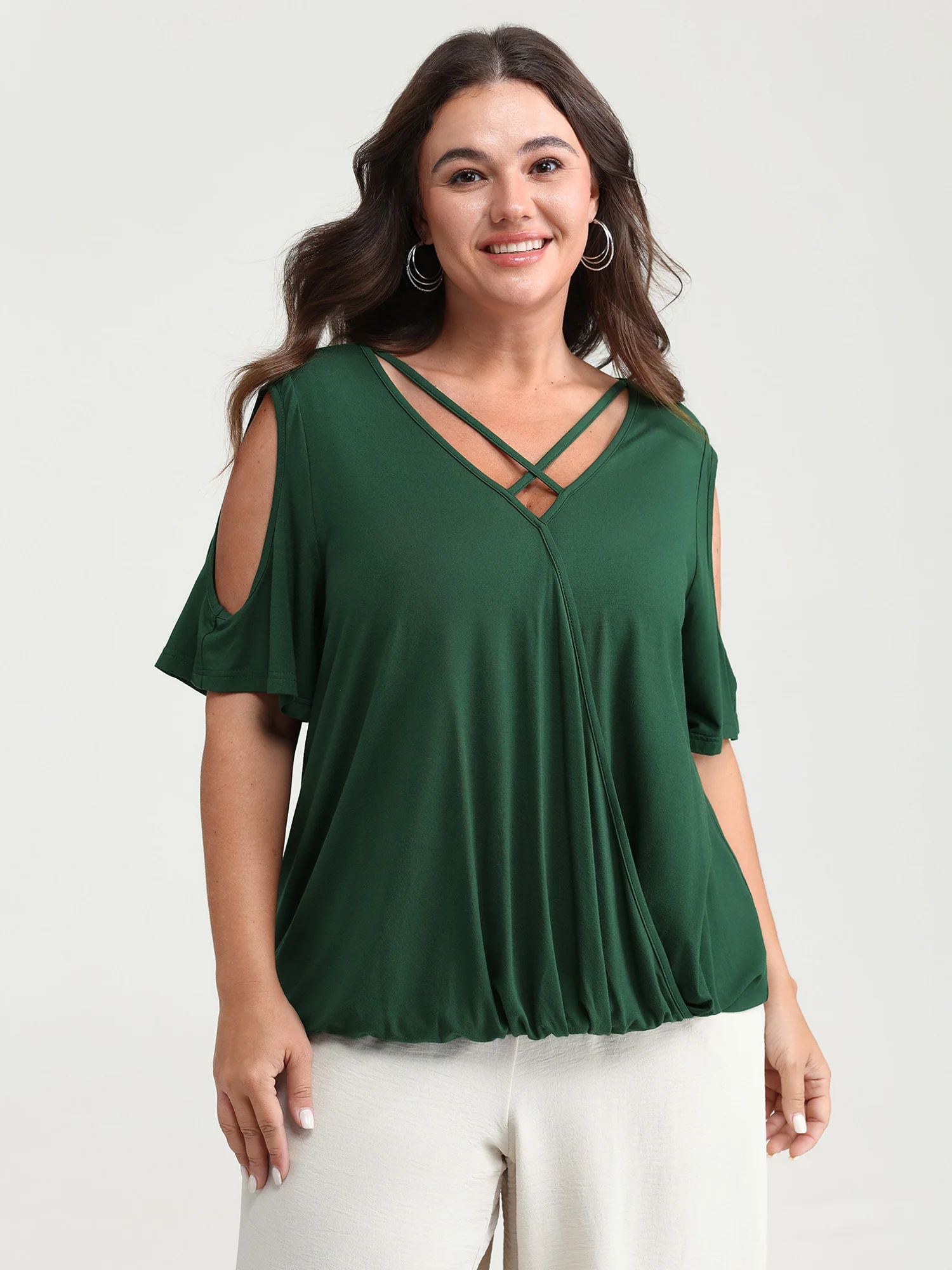Supersoft Cold-Shoulder Knit Flowy Top - Image 2