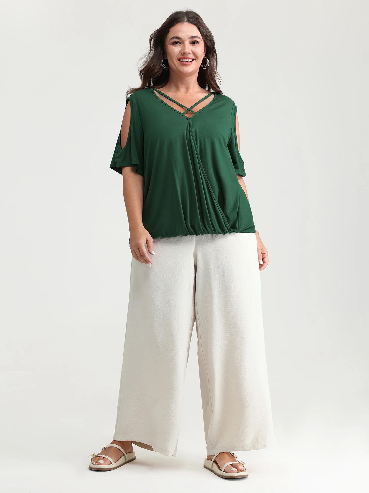 Supersoft Cold-Shoulder Knit Flowy Top - Image 3