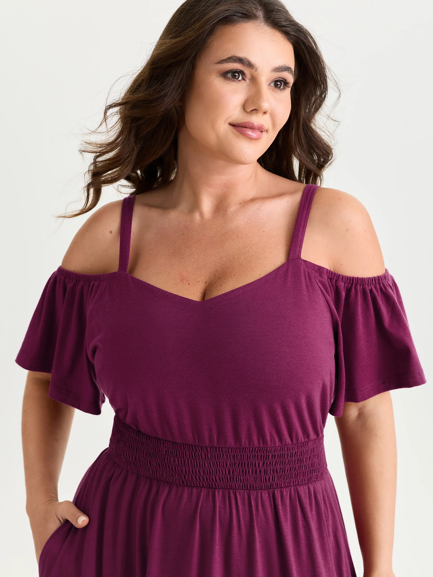 Supersoft Cold-Shoulder Shirred Waist Maxi Dress - Image 2