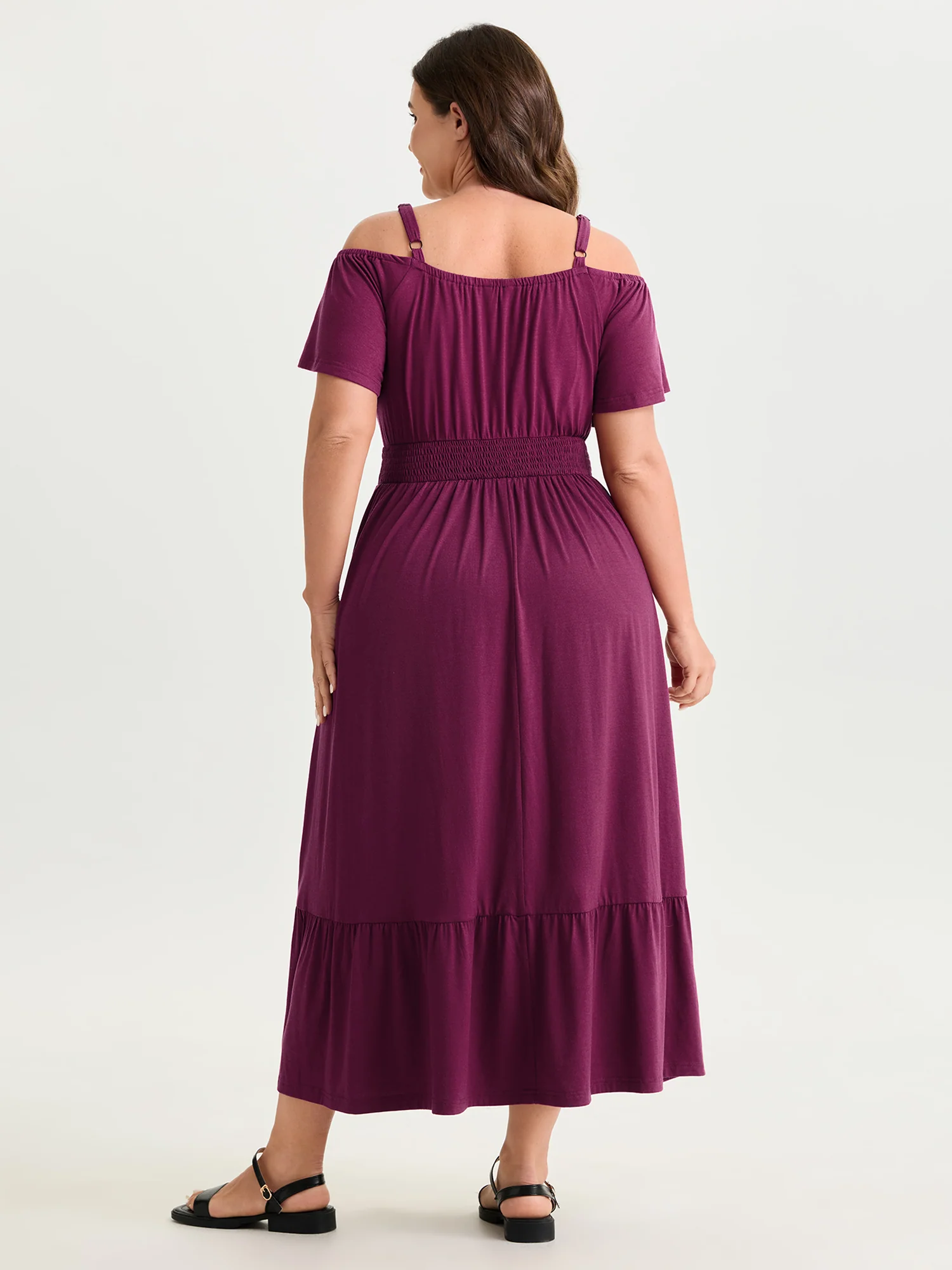Supersoft Cold-Shoulder Shirred Waist Maxi Dress - Image 3