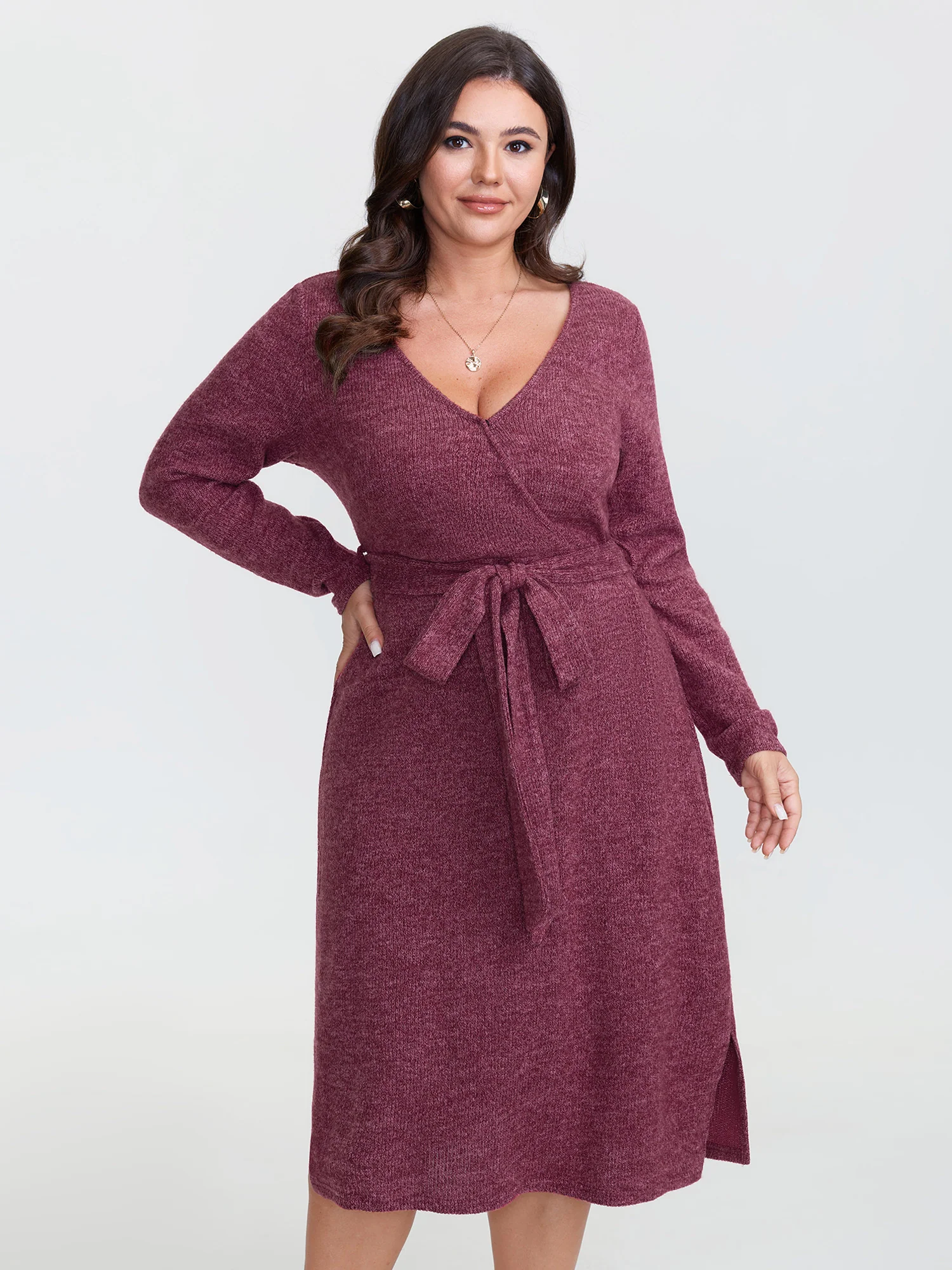 Supersoft Color Blend Knit Belted Midi Dress - Image 2