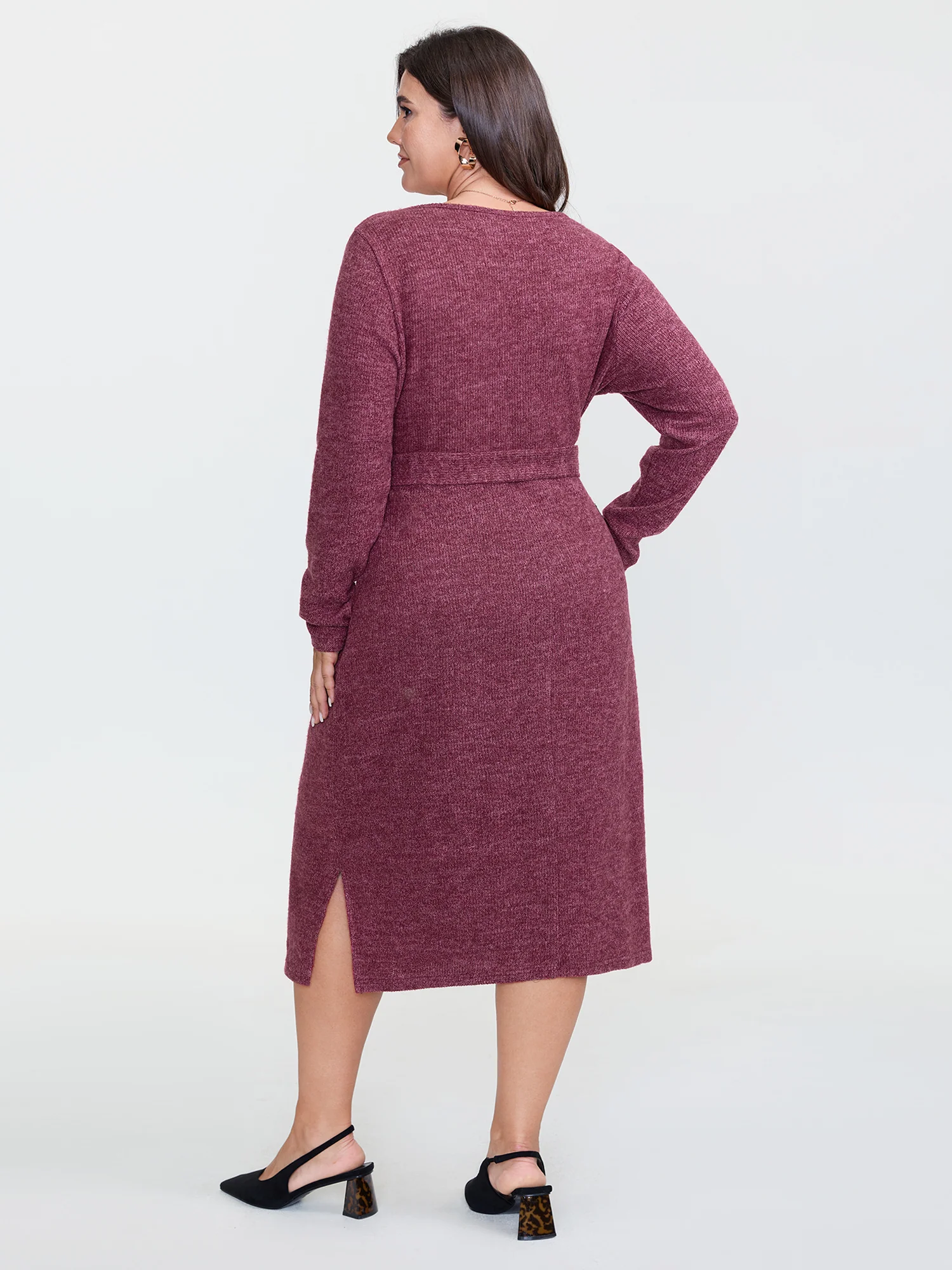 Supersoft Color Blend Knit Belted Midi Dress - Image 4