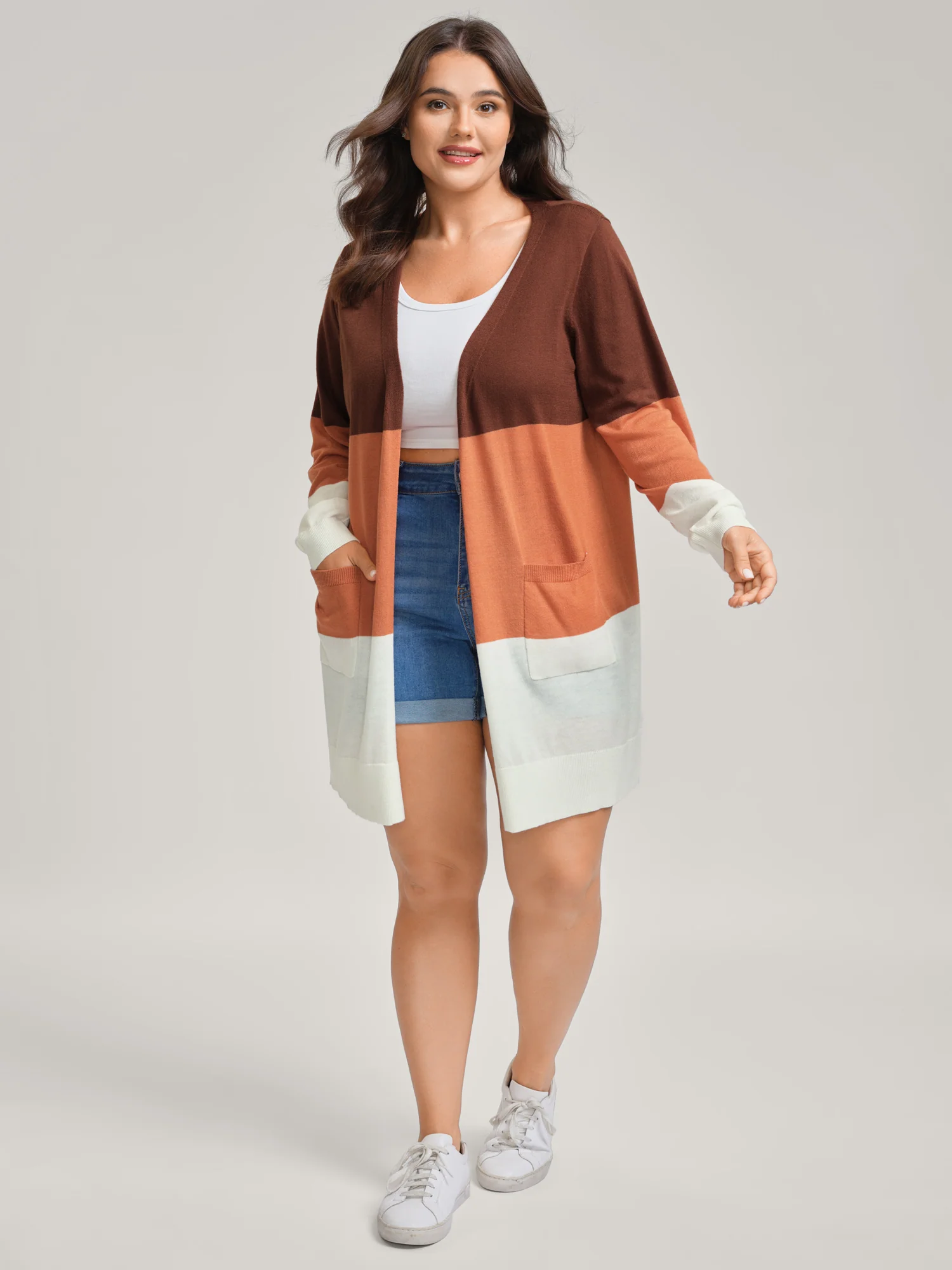 Supersoft Color Block Front-Open Lightweight Cardigan - Image 3