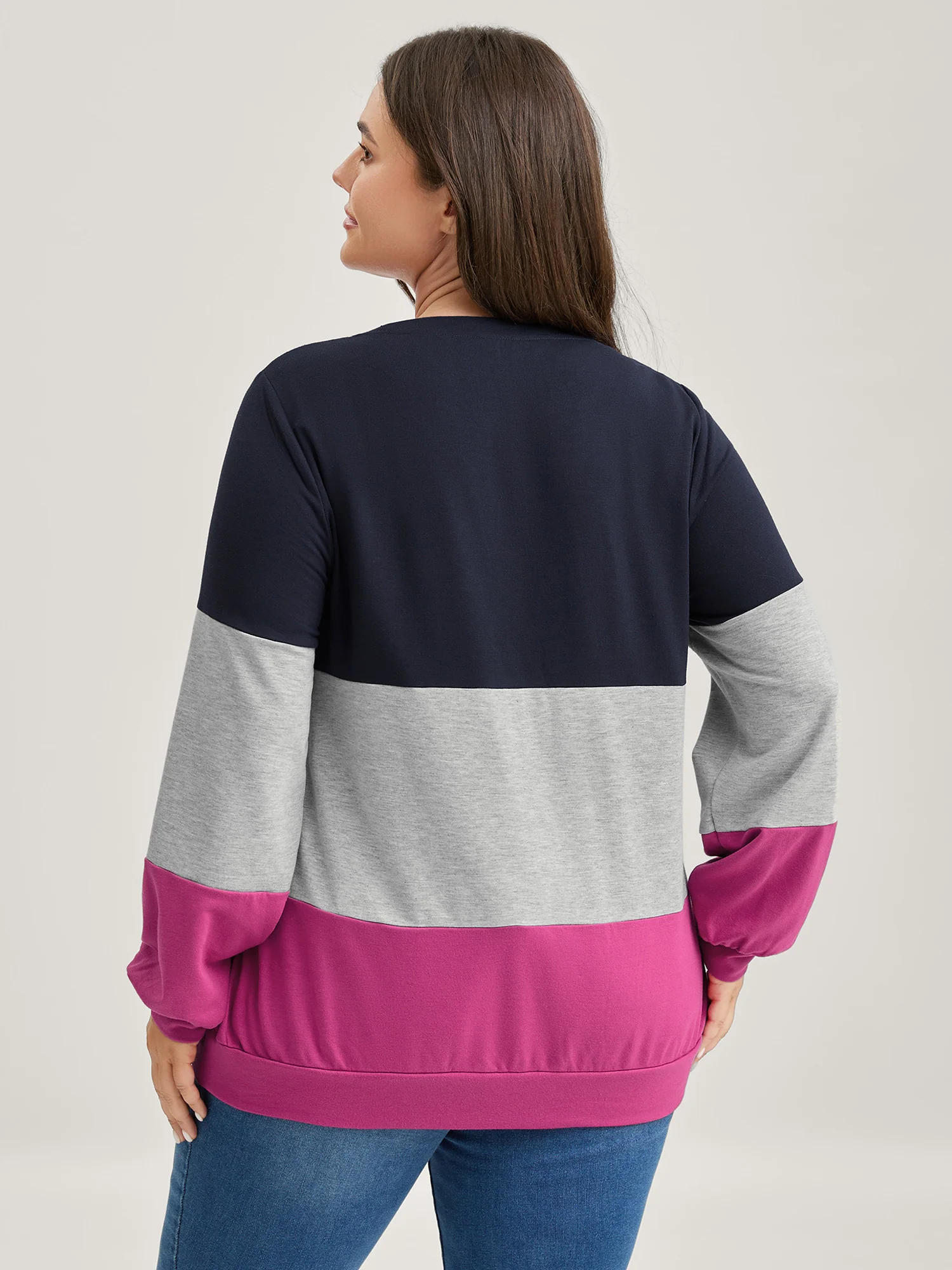 Supersoft Color Block Neck Cut-Out Sweatshirt - Image 4