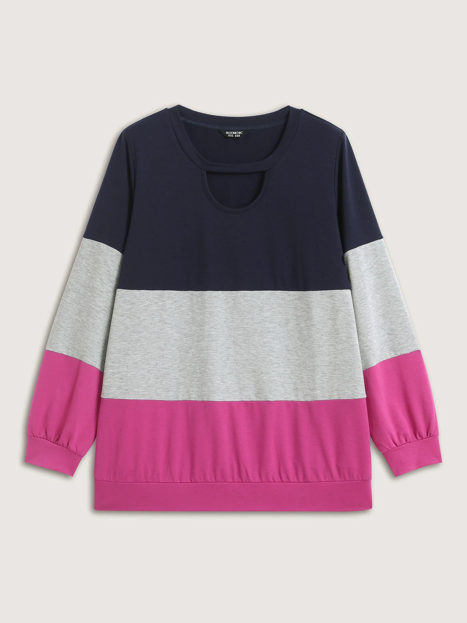 Supersoft Color Block Neck Cut-Out Sweatshirt - Image 7