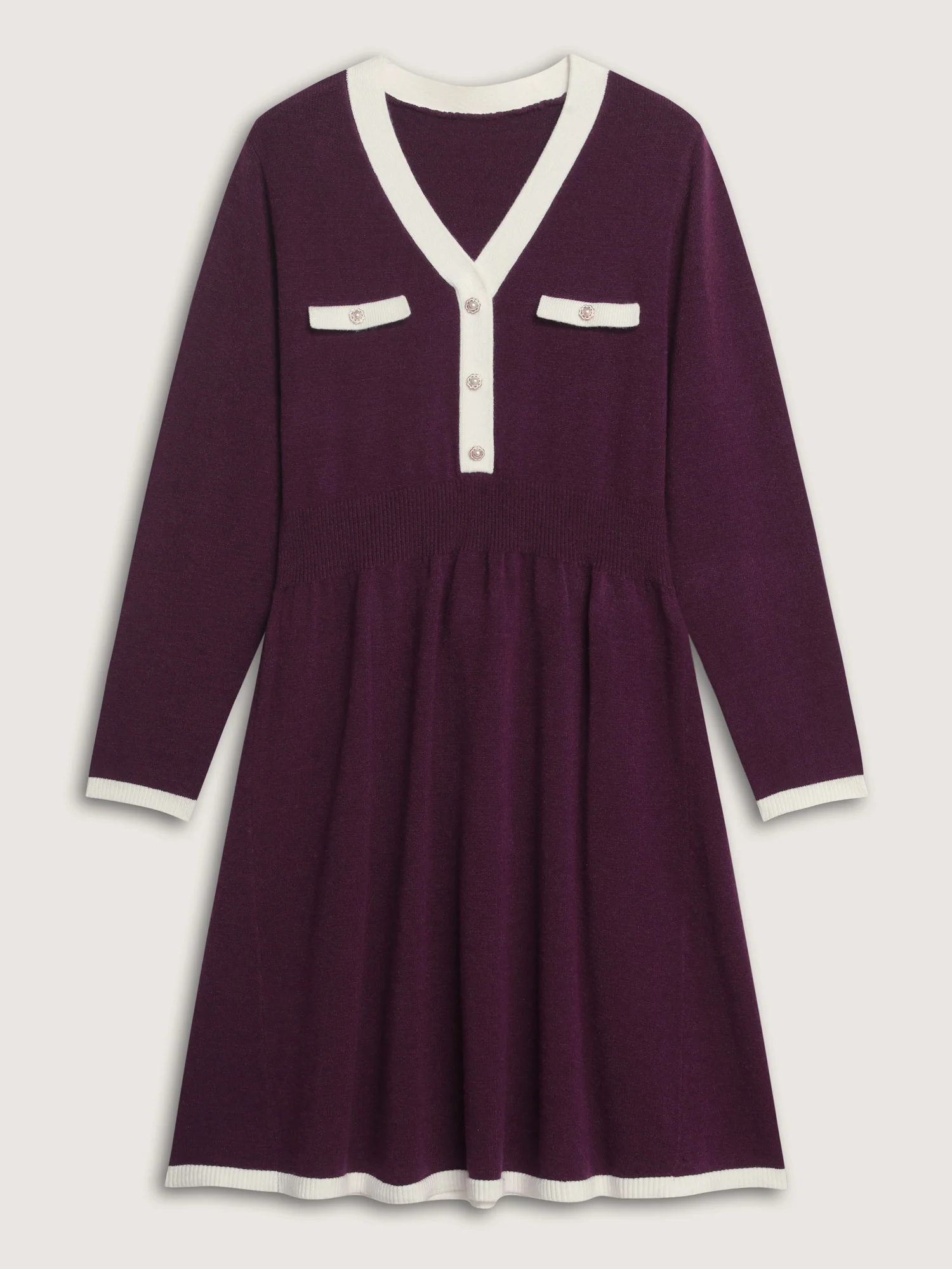 Supersoft Color Contrast A-Line Midi Sweater Dress - Image 7
