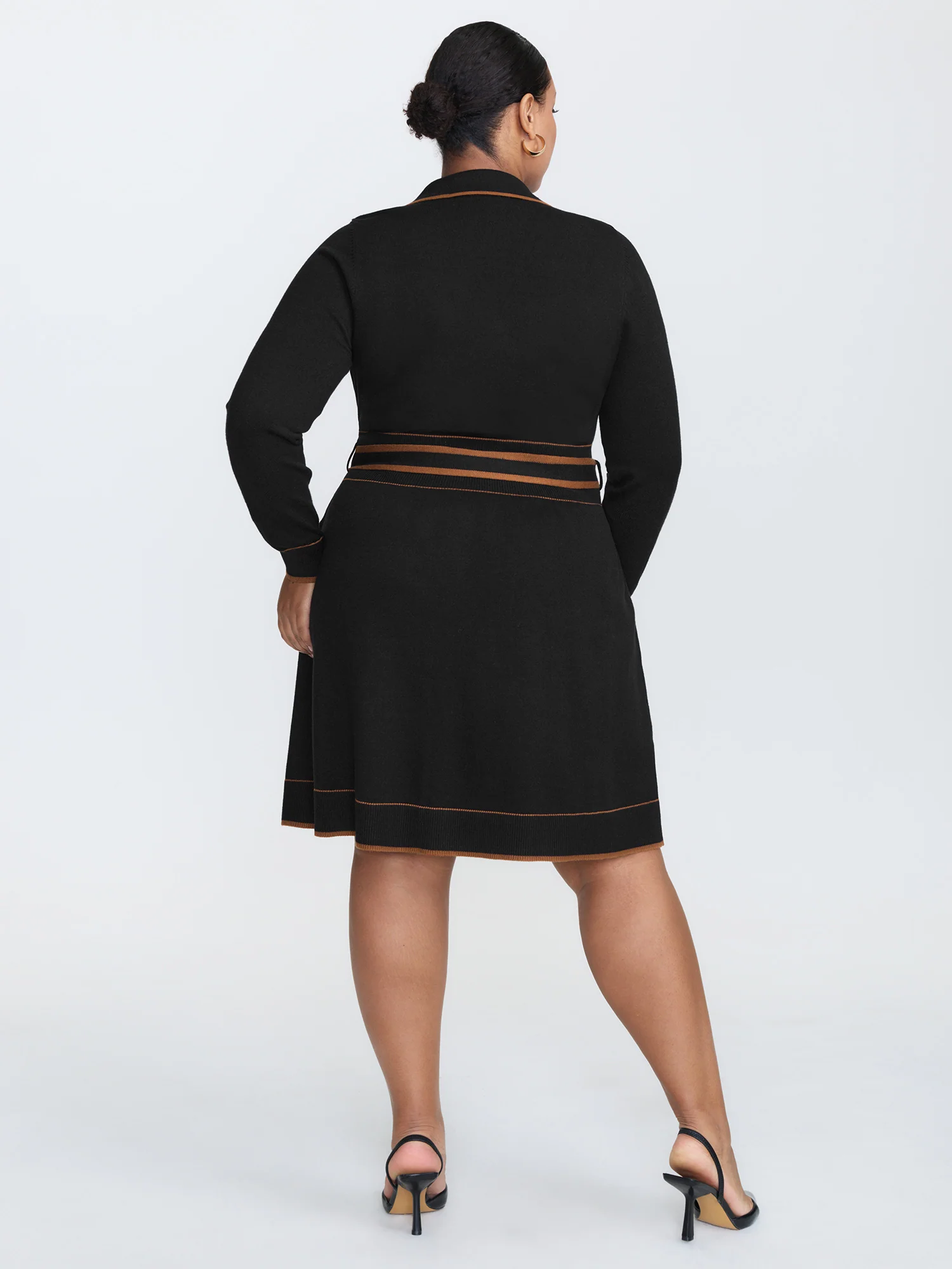 Supersoft Color Contrast Belt Sweater Dress - Image 4